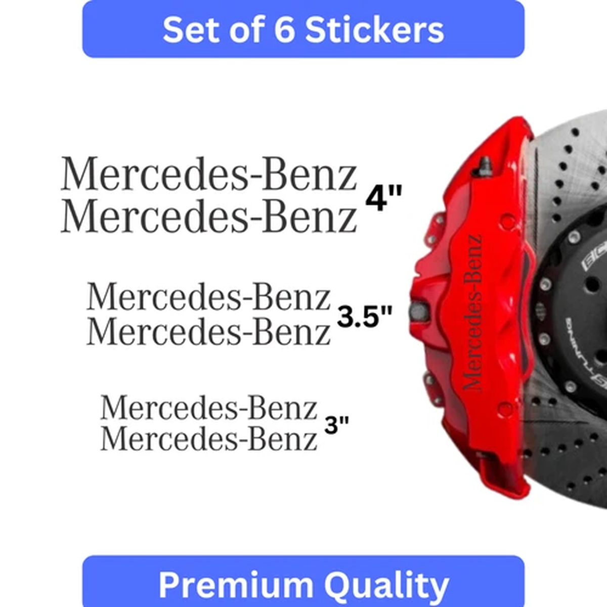 6x Mercedes-Benz Brake Caliper Decal Stickers / Car Decals / Car Stickers