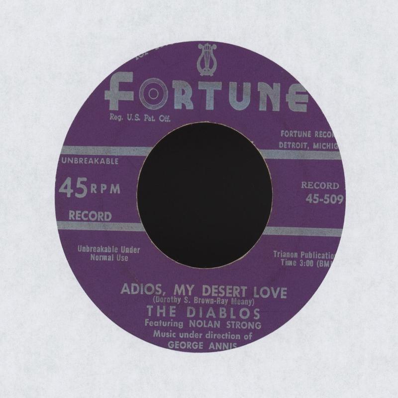 The Diablos featuring Nolan Strong - Adios My Desert Love on Fortune R&B Doo Wop 45