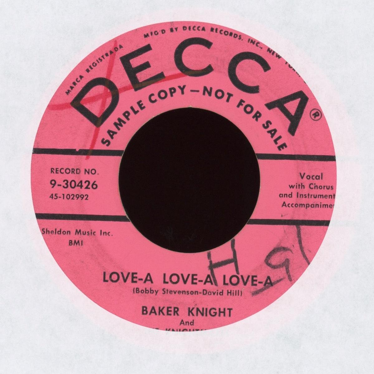 Baker Knight The Knightmares - Love-A Love-A Love-A High School Days on Decca Promo Rockabilly 45
