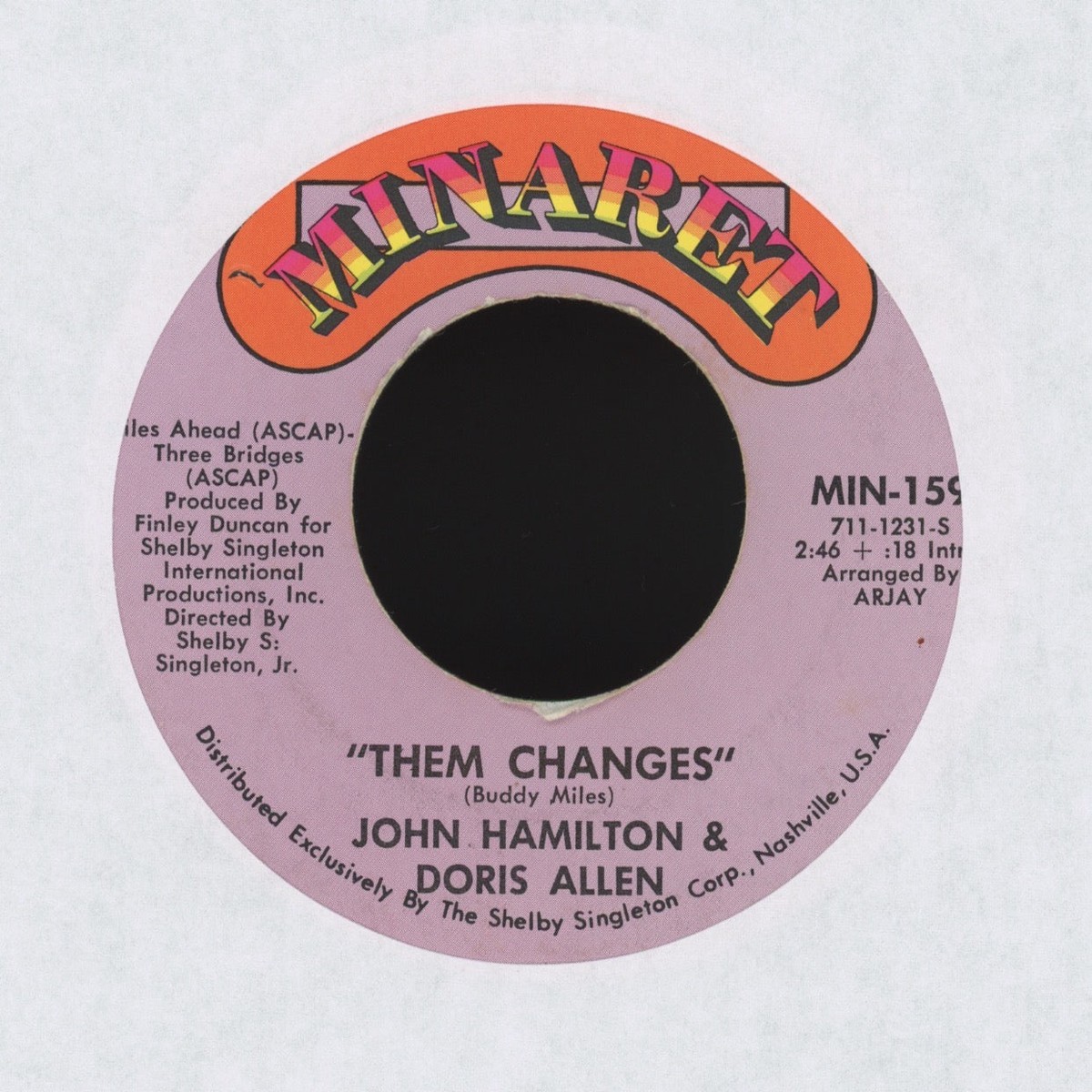 Big John Hamilton / Doris Allen - Them Changes on Minaret Funk 45