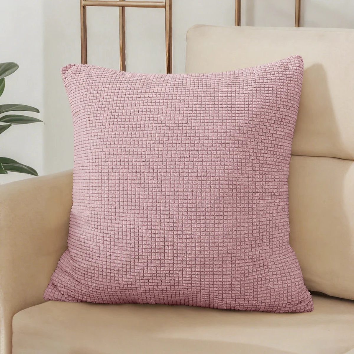 40x40 45x45 50x50 Solid Color Jacquard Pillow Cover for Sofa Office Waist Cushion Cover Home Decorative Pillowcase Decoration - Pink | 50x70cm