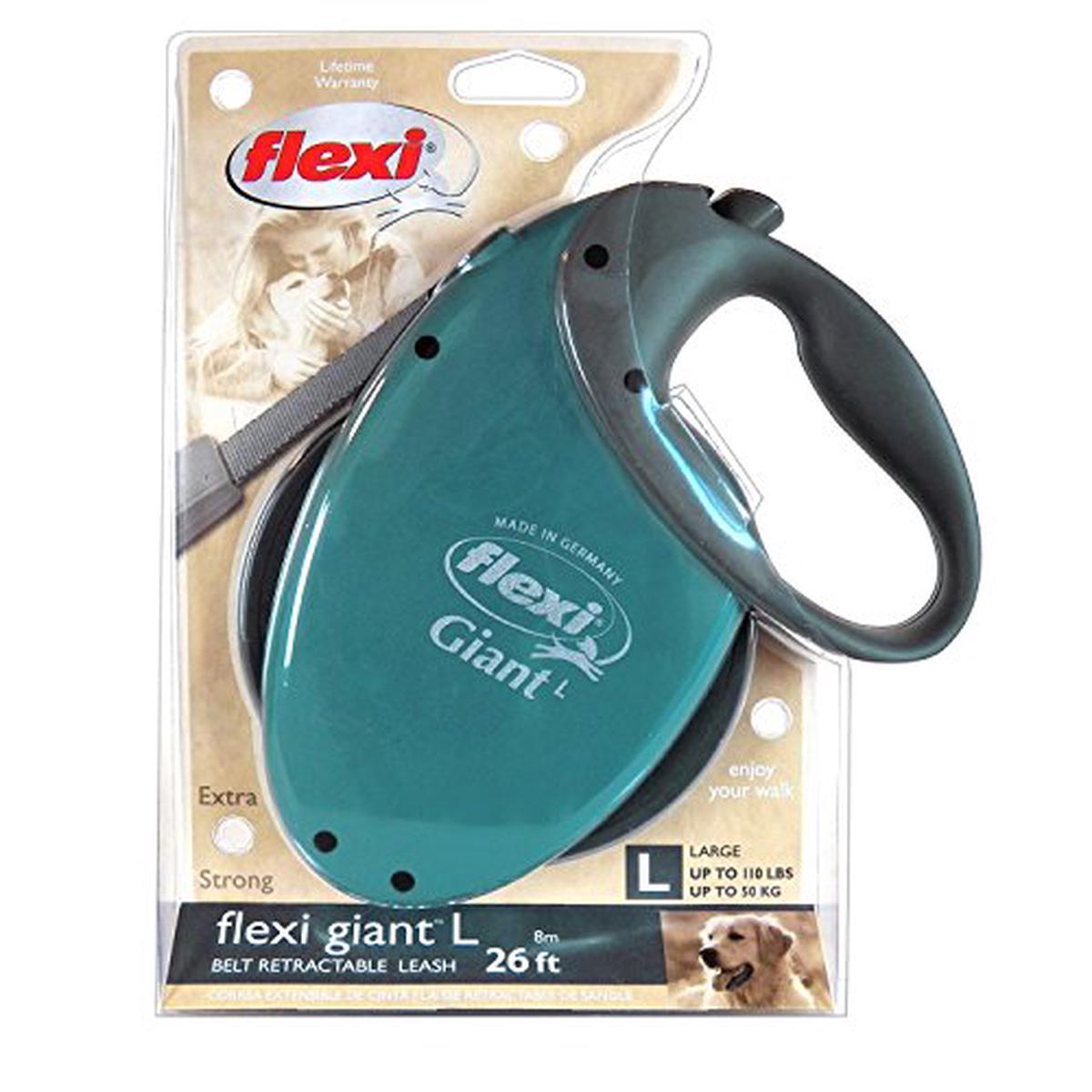 Flexi Giant Retractable Belt Dog Tape For Dogs up to 110-Pound - Petrol Blue | Large
