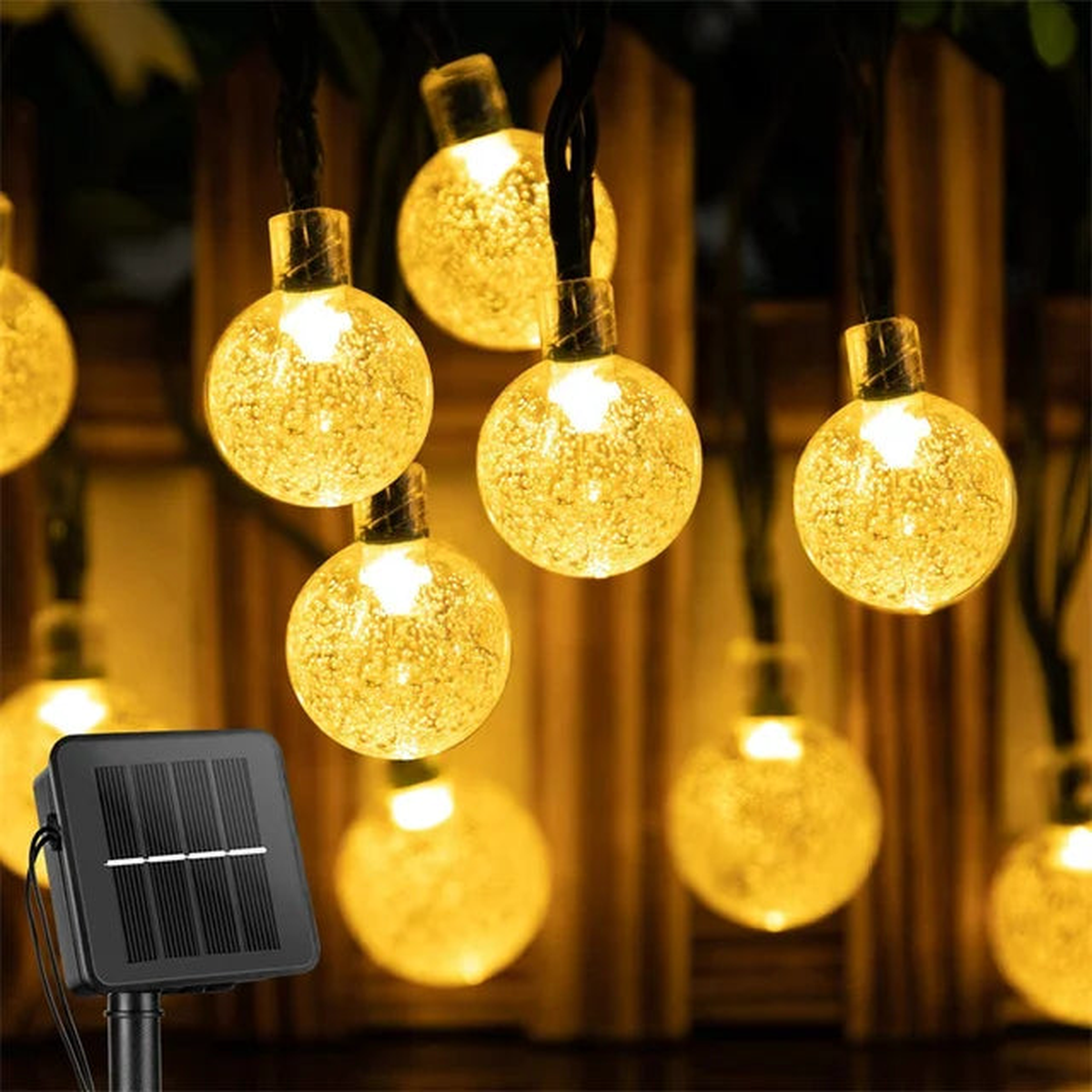 Solar String Lights Outdoor 200 Led Crystal Globe Lights Waterproof Solar Festoon Fairy Light for Garden Christmas Outdoor Decor - Yellow | 9.5M 50LEDs