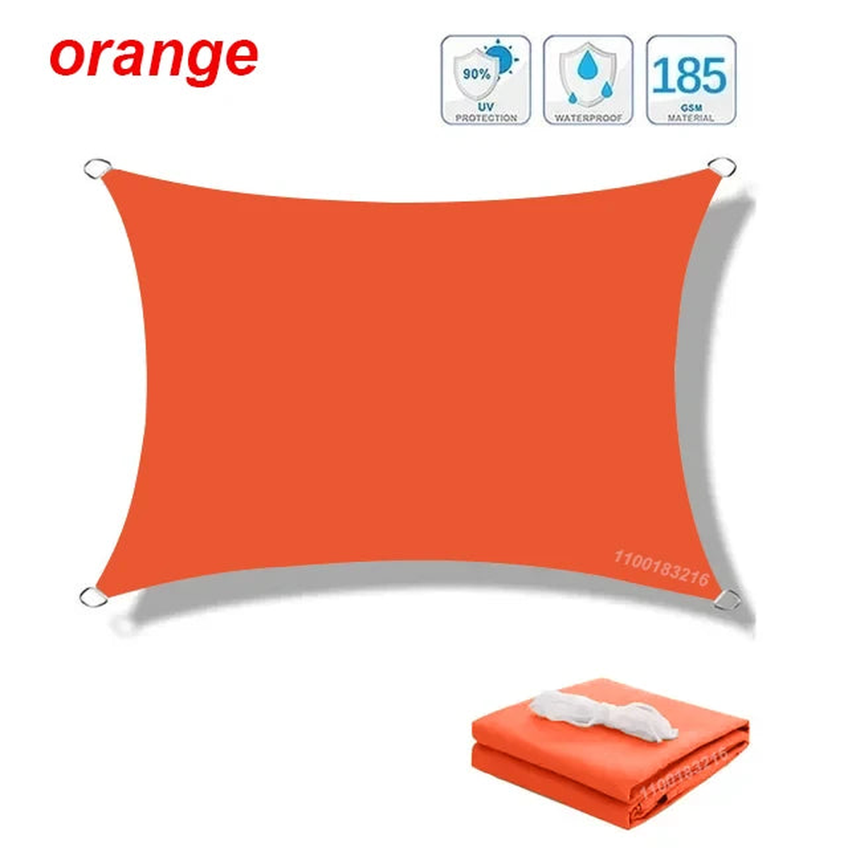 Waterproof sunshade sail shed rectangular UV blocking sunshade shed outdoor garden terrace sunshade canopy - orange | 400x600cm