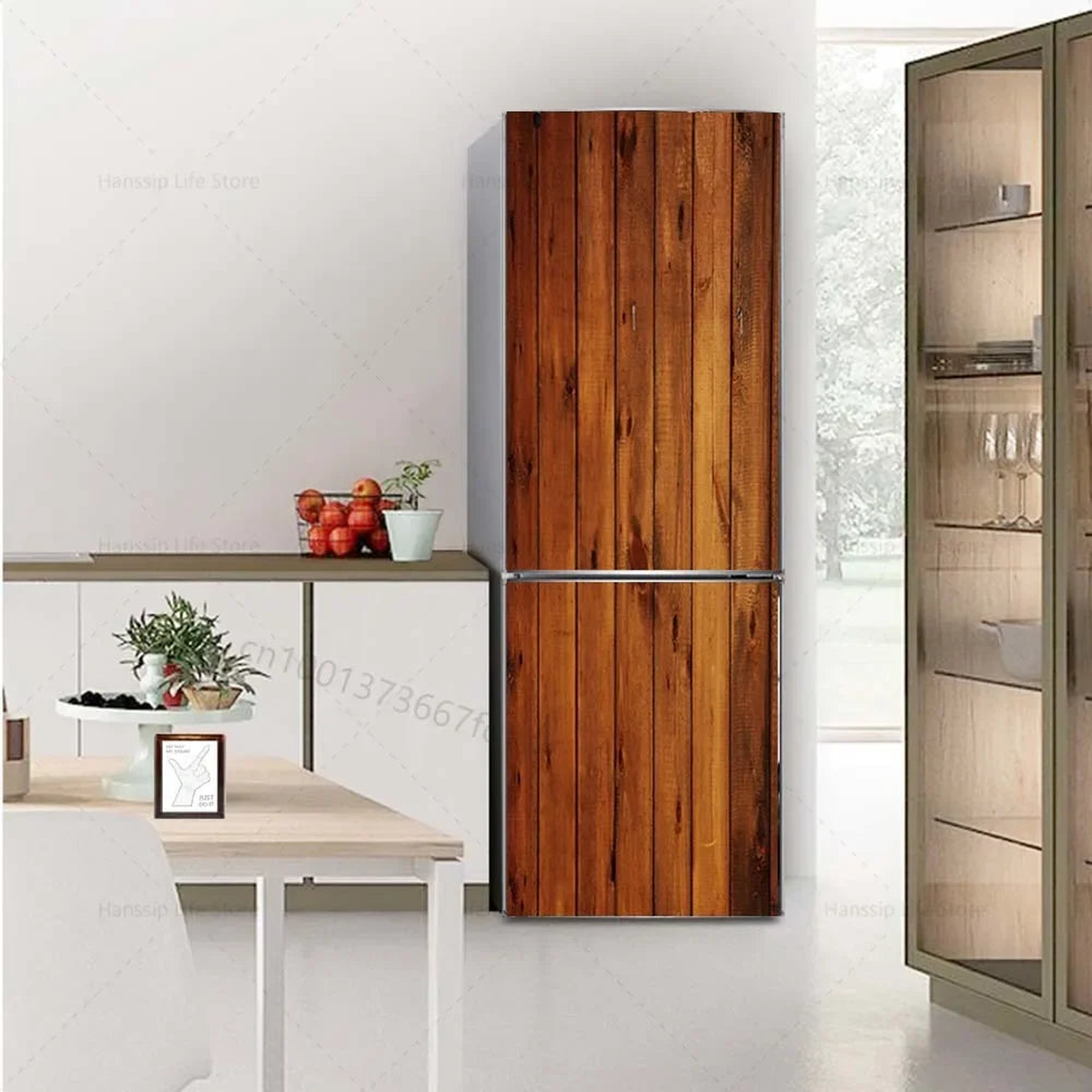 Red Wine Glass Mural Refrigerator Door Art Mural Sticker, Peel and Stick Phone Booth Coffee Wallpaper for Fridge Door Decals - 14 | 60x180cm (cut 2pcs)