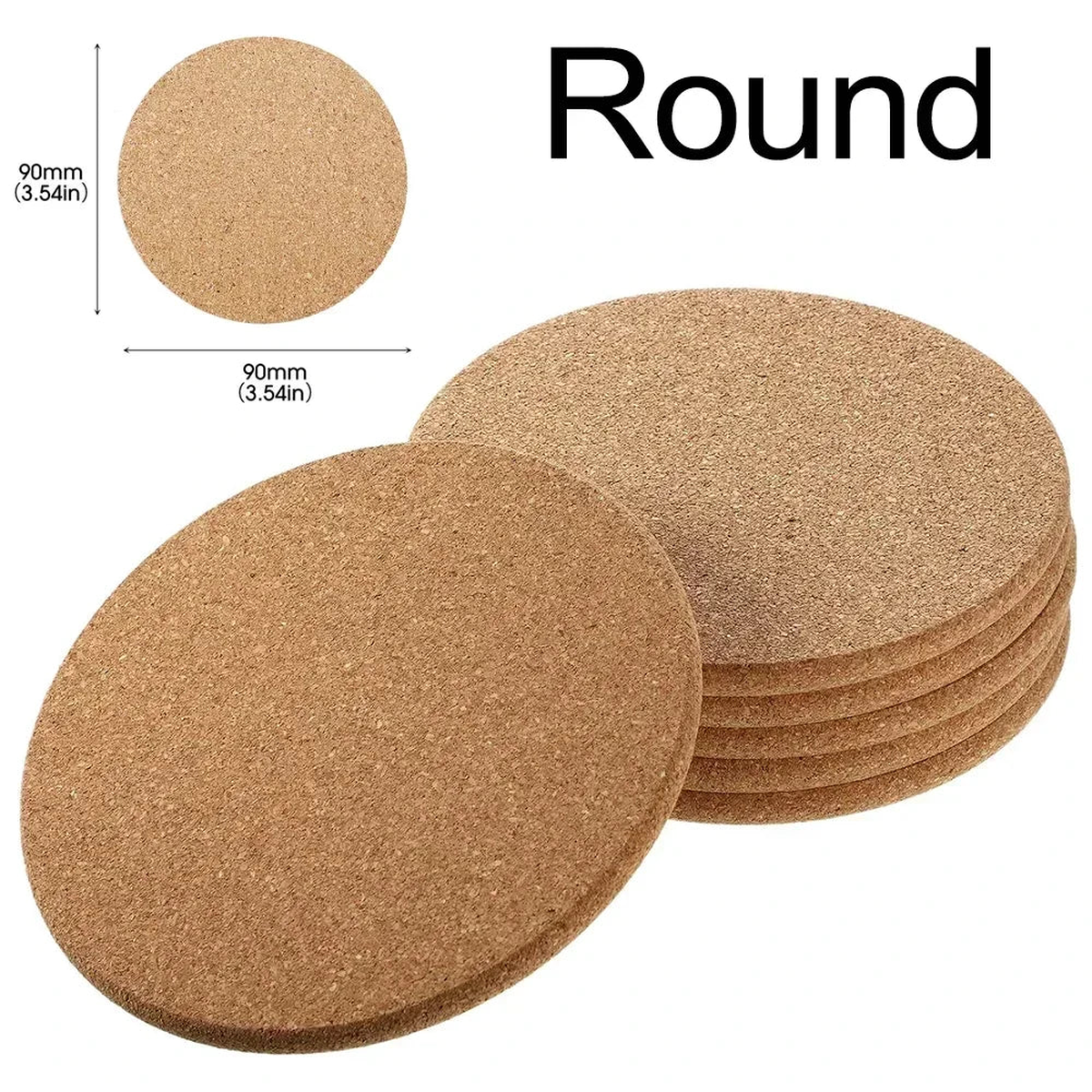 50/1PCS Non-Slip Cork Coaster Natural Round Wooden Cup Mat Heat Insulation Pads Tea Coffee Mug Drinks Holder Table Decoration - Round | 10PCS
