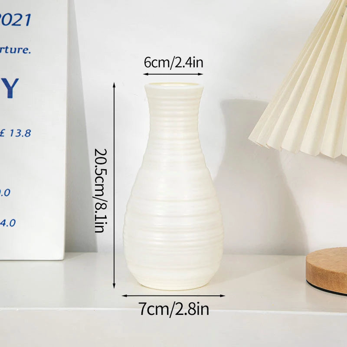 Nordic Vases Pure White Plastic Vases Imitation Ceramic Flower Vases Desktop Flowerpot Wedding Decor Home Ornament - 9KE0206-2