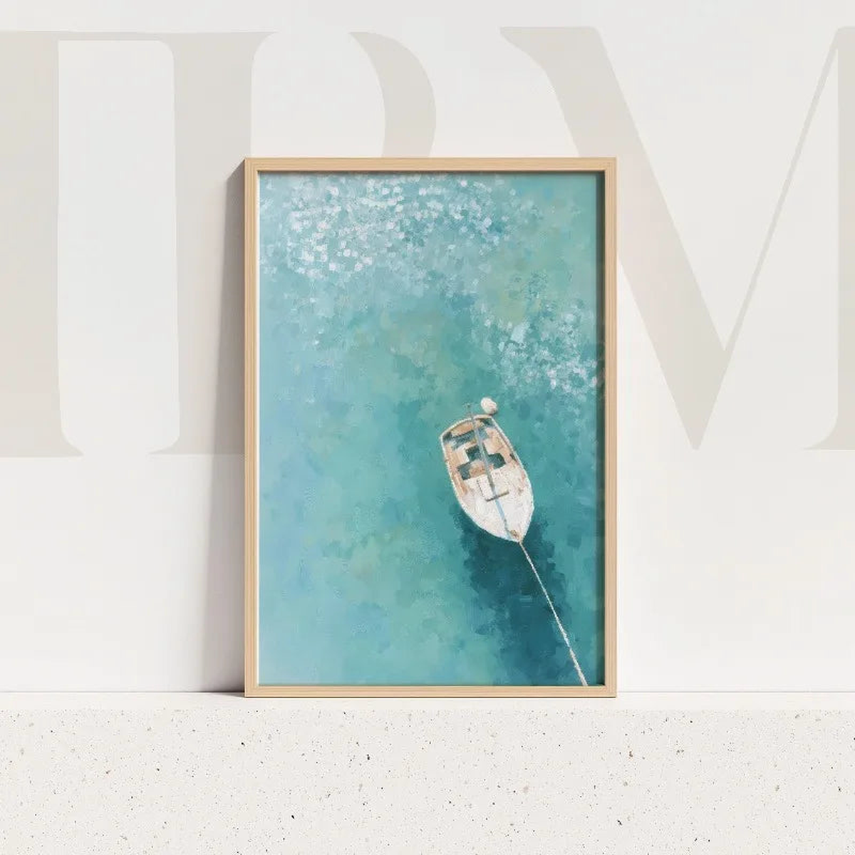 Abstract Coastal Light Blue Ocean Sky Seascape Poster Beach Waves Shoreline Canvas Painting Wall Art for Living Room Home Decor - 8 | 40X60cm Unframed
