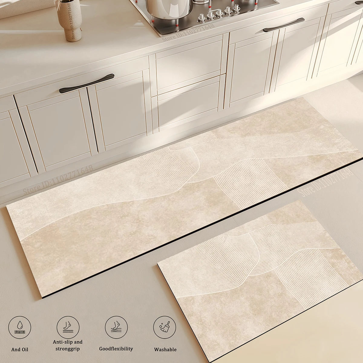 Soft Kitchen Simple Style Anti Fatigue Floor Mat Non-Slip Absorbent Washable Carpet Long Large Bathroom Entrance Quality Rug - 1 style | 40x60cm and 40x120cm