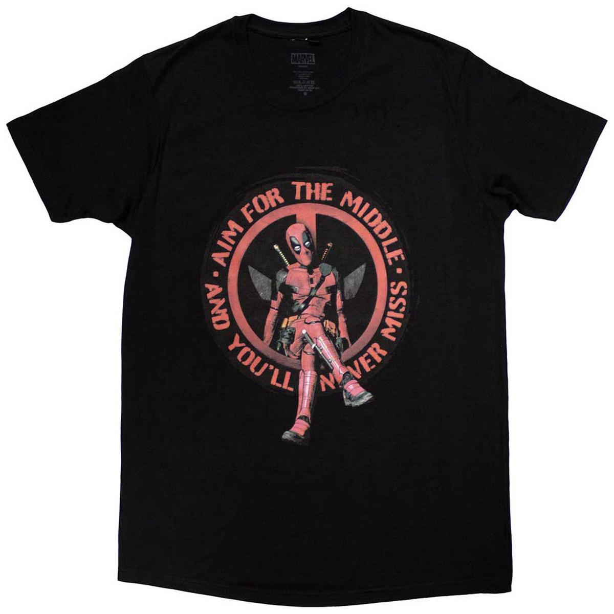 Marvel Comics Deadpool Aim Middle - Black | XL