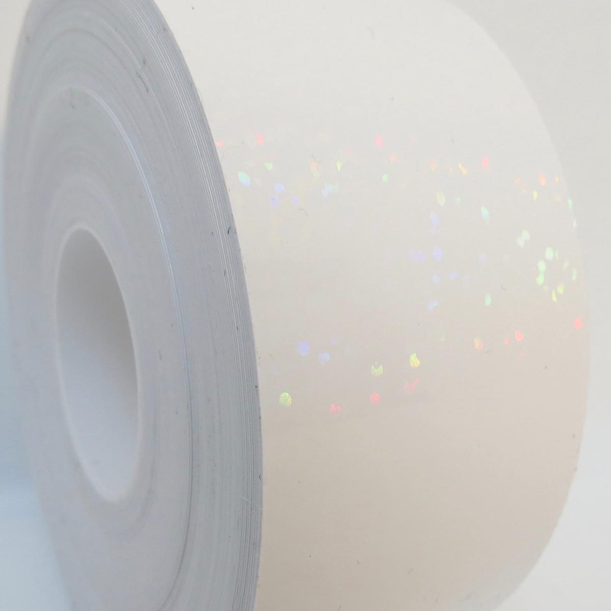 Narrow Rolls of Glittering Sequins Tape, Holographic Tape That Sparkles - 1/4 inch x 50 feet | White