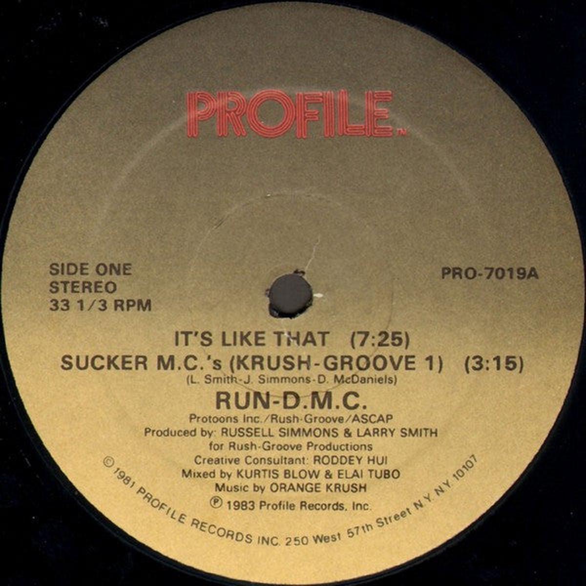 Run-D.M.C.* - It's Like That / Sucker M.C.'s (Krush-Groove 1) (12", Single, Sou) (VG)