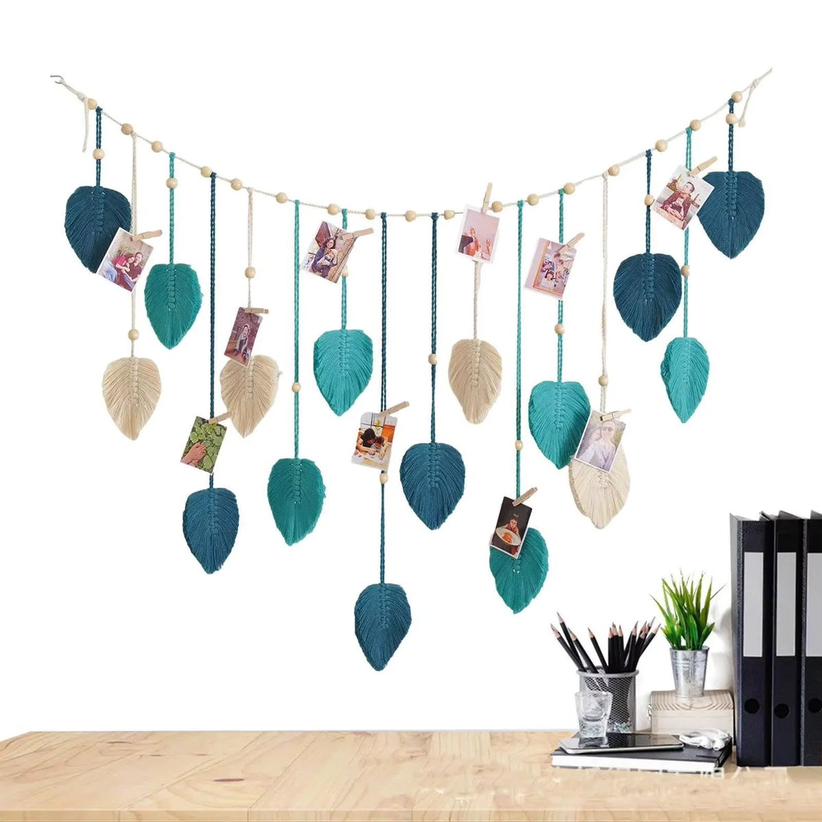 120x75cm Bohemian Wall Hanging Leaves Tassels Tapestry Panel Macrame Green Leaf Chic Home Decor Ornaments bedroom Christmas Gift - 03
