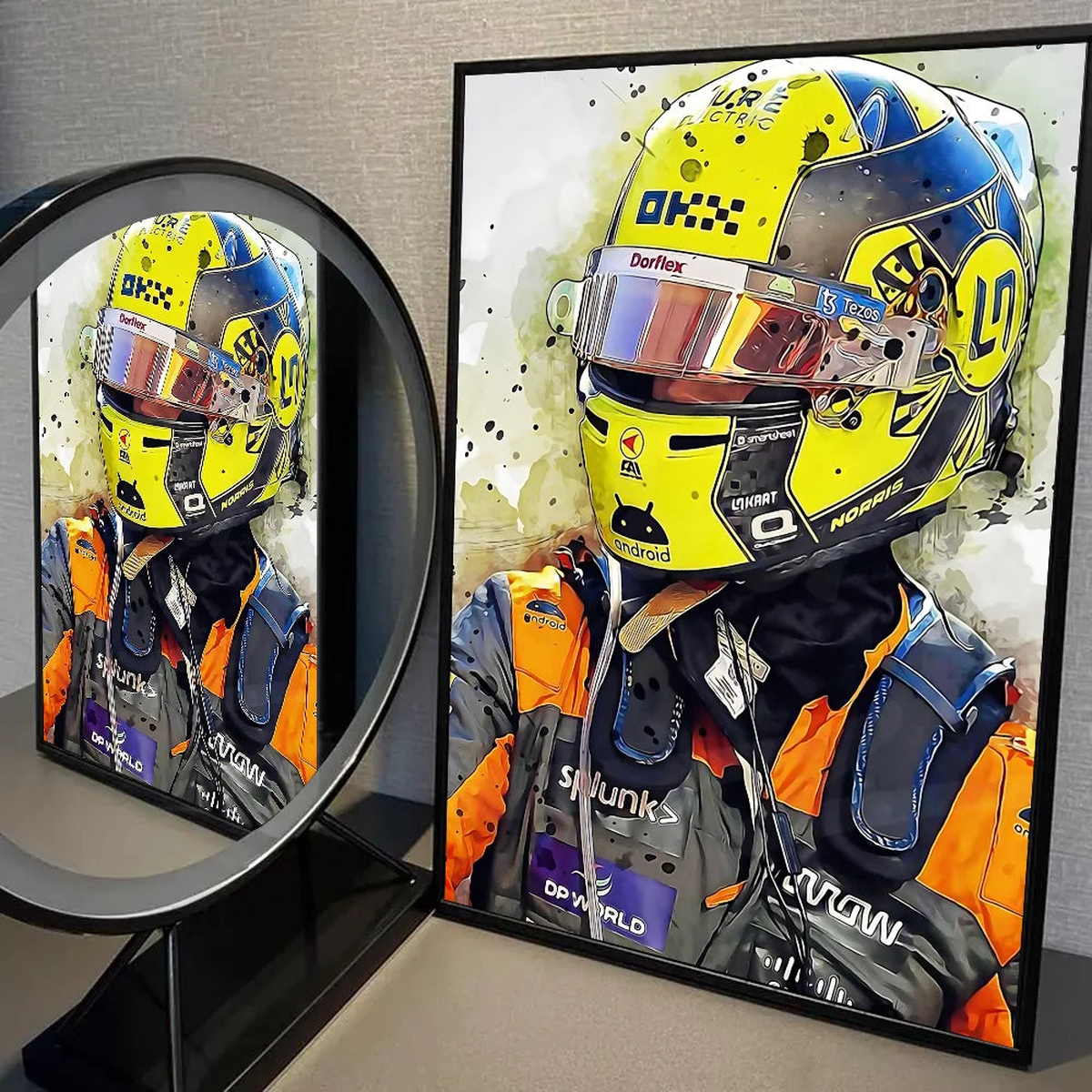 1PC 2023 Watercolor Formula One Grand Prix Racing Driver Graffiti Poster Self-adhesive Art Waterproof Paper Sticker Coffee House - z7 | 30x40cm No Frame
