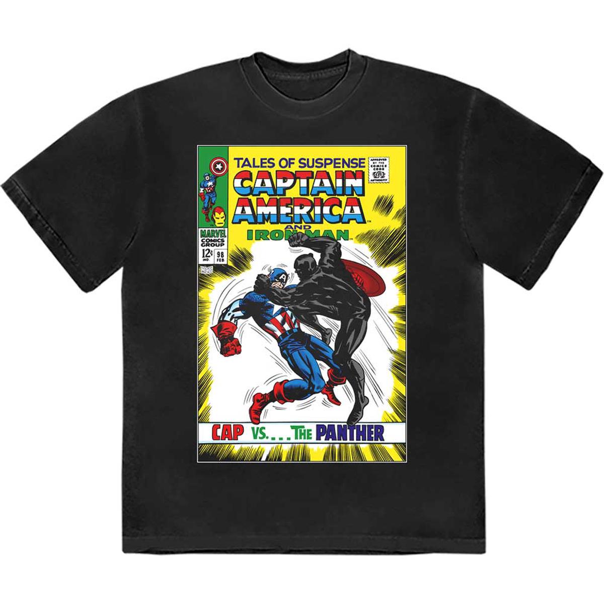 Marvel Comics Cap vs The Panther Comic Cover - Black | XL