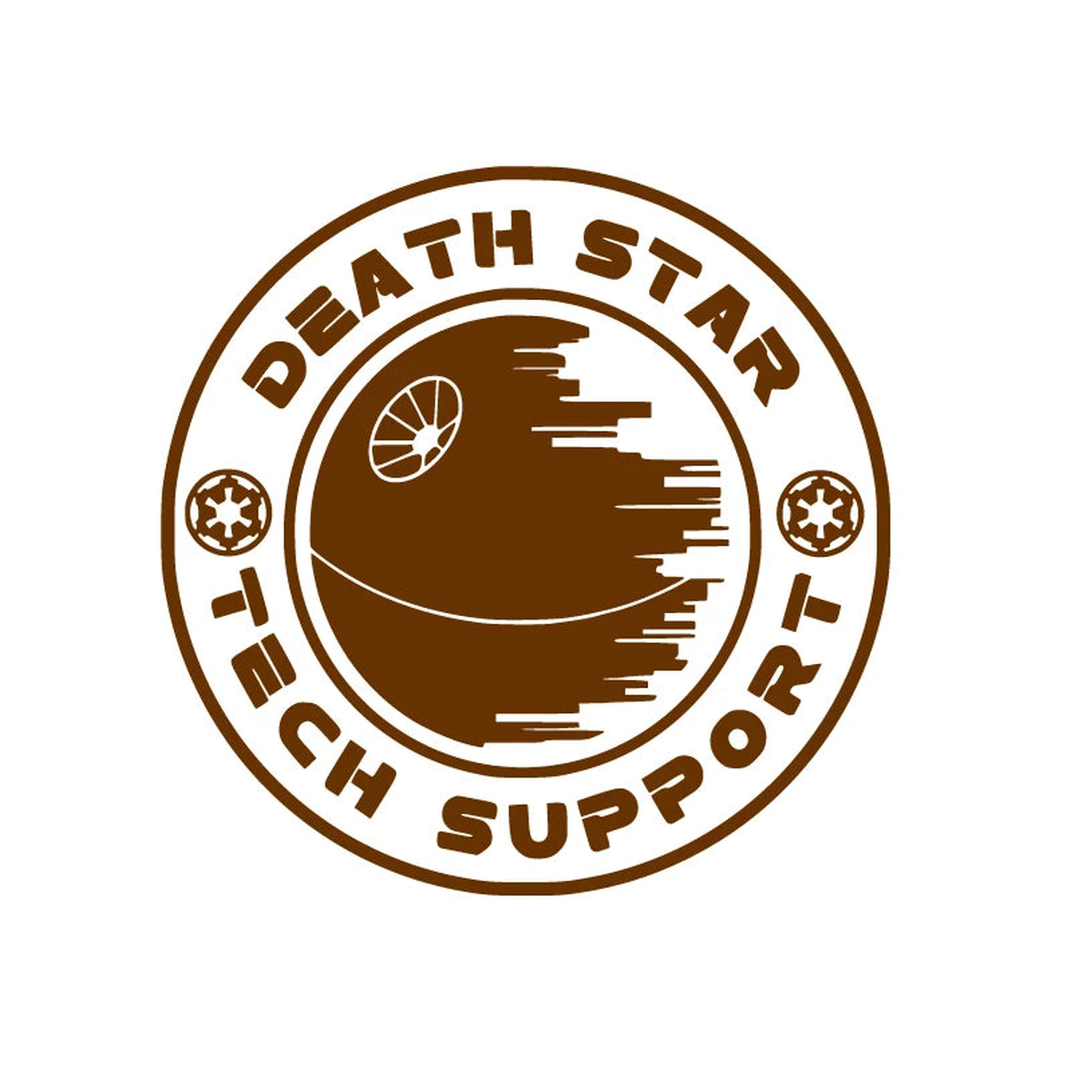 Space Wars Death Star Tech Support Vinyl Art Sticker Car Window Laptop Water Bottle Decor, Death Star Decal Boys Room Wall Decal - QT1272Brown | 9x9 cm