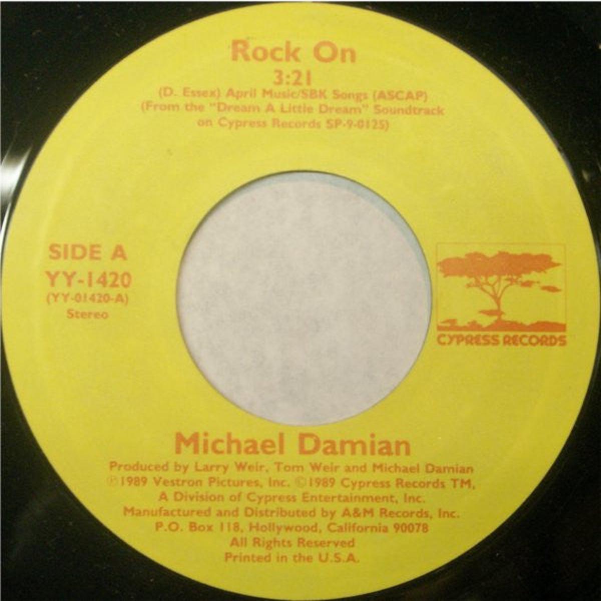 Michael Damian / Blue Future - Rock On / Where Is She? (7", Single) (VG+)