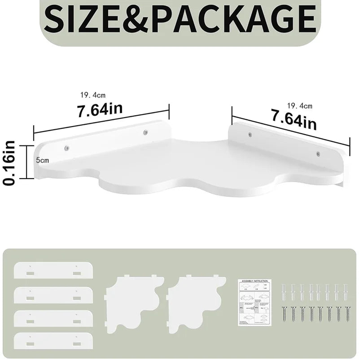Cute Cloud-Shaped Corner Wall Shelves White Floating Shelves for Kids Room & Living Room Decorative Storage Home Wall Decor Gift - 1pc MS11718