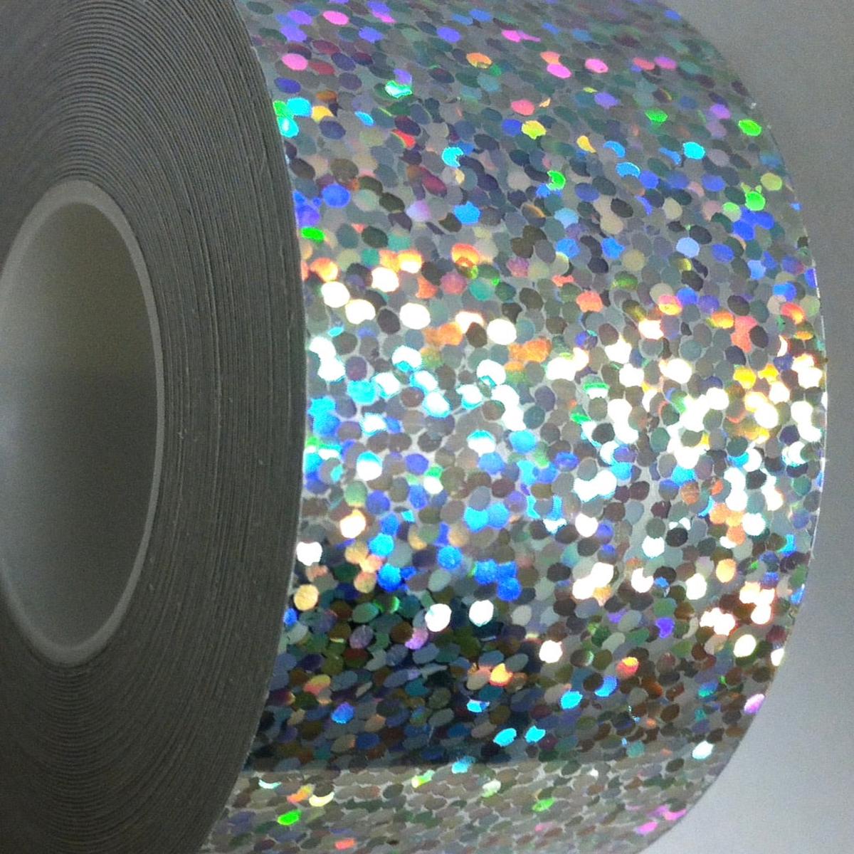 Narrow Rolls of Glittering Sequins Tape, Holographic Tape That Sparkles - 3/4 inch x 50 feet | silver