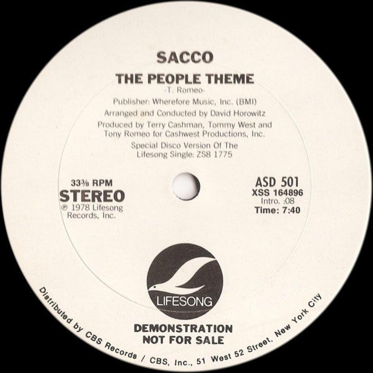 Sacco - The People Theme (12", Promo) (VG+)