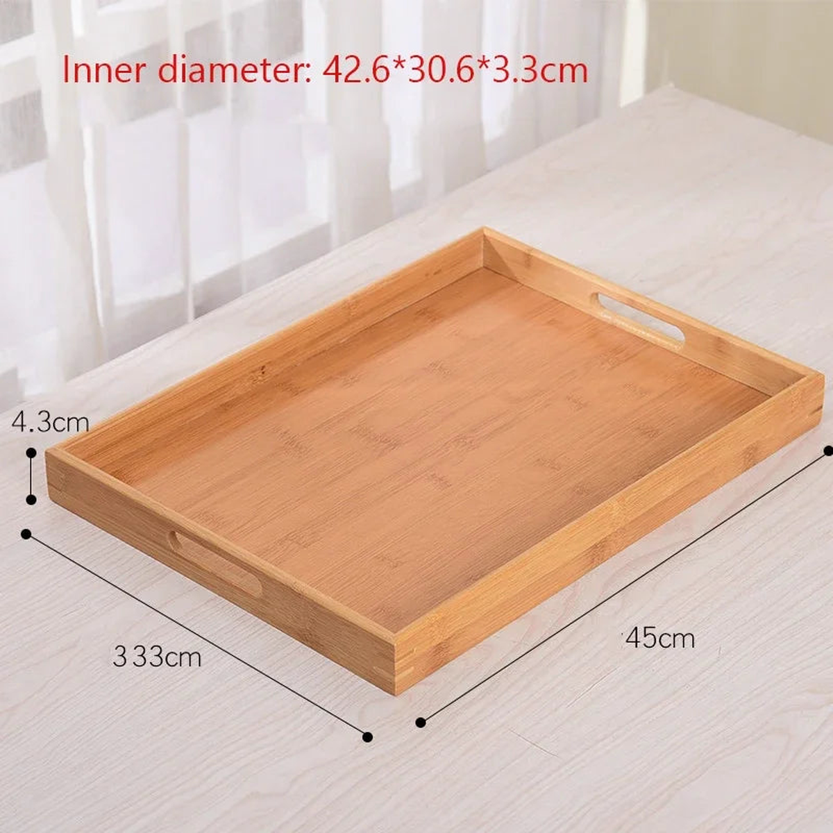 Tea Tray 1pcs Wooden Bamboo Tea Tray Tableware Holder Fruit Bread Dessert Tea Food Rectangle Tray with Handle - F