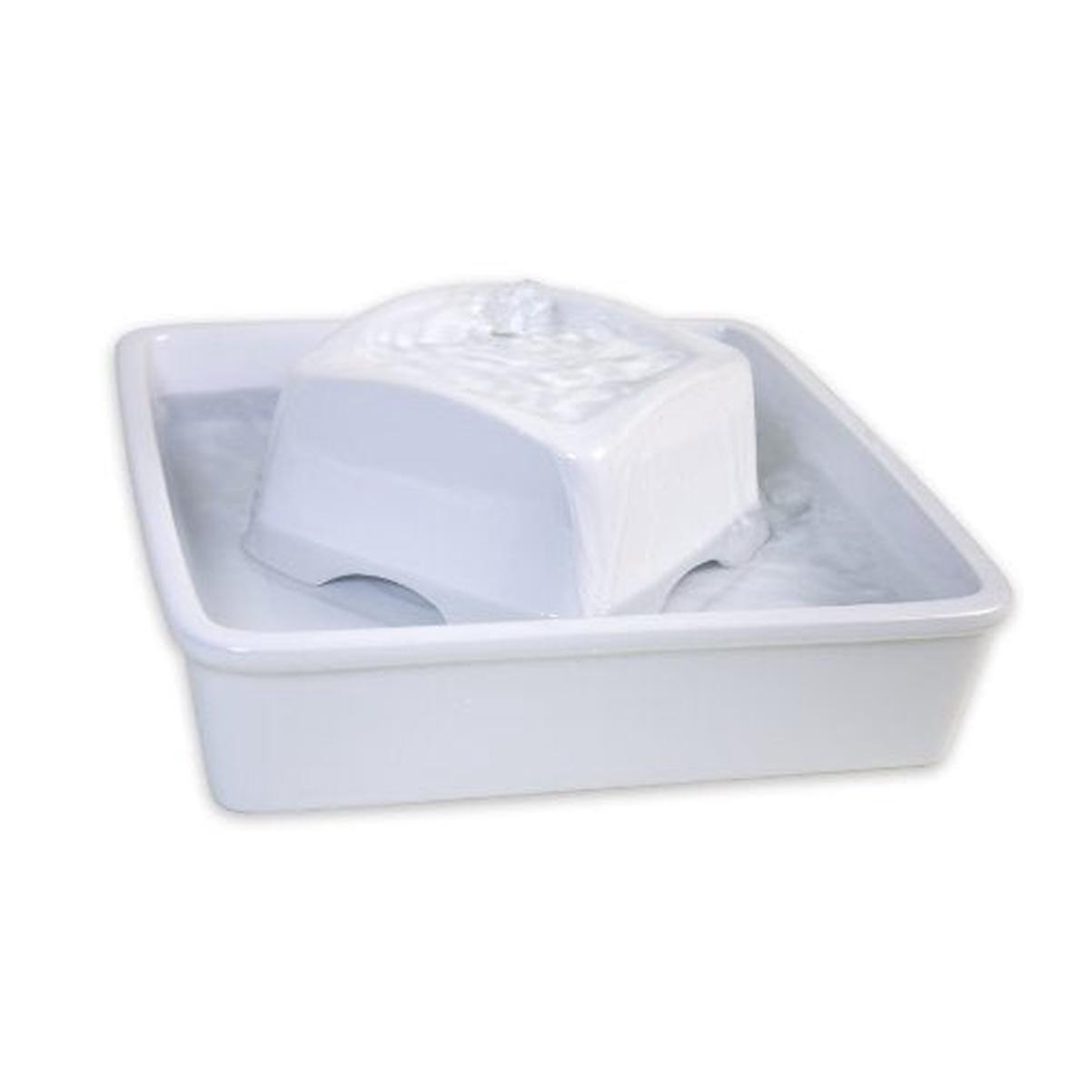 Pioneer Pet Peaceful Waters Ceramic Fountain Square In White - 60 oz.