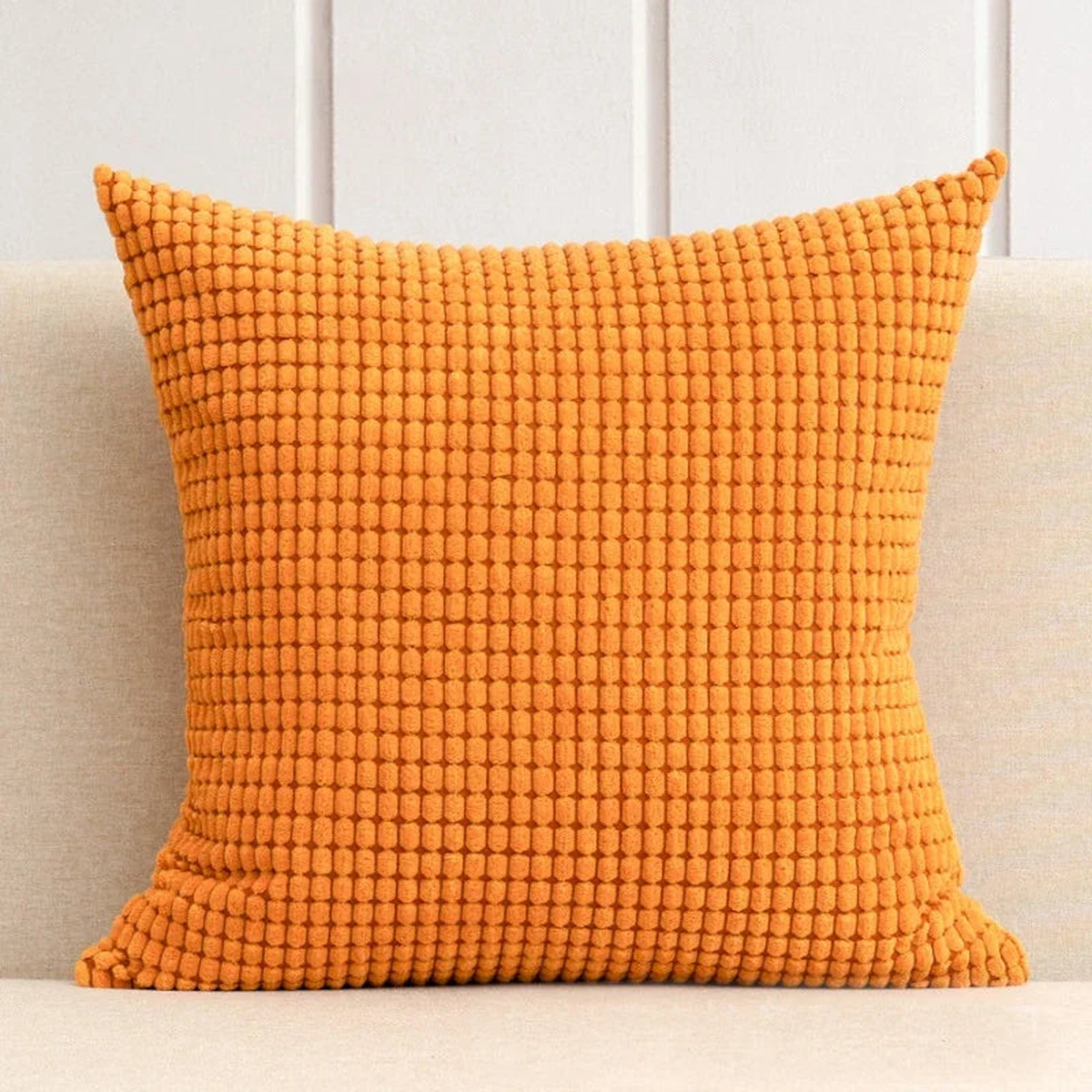 Soft Corduroy Corn Grain Home Decorative Cushion Cover 40/45/50cm Solid Color Throw Pillow Case For Bedroom Sofa Chair Car - Orange | 45x45CM