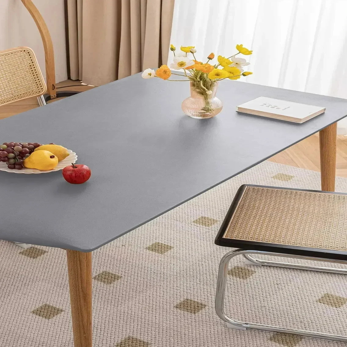 1PC Leather Elastic tablecloth Custom Square Round Table cover Waterproof dinning table cloth Protector Desk mat - Dark Grey | 80x120cm