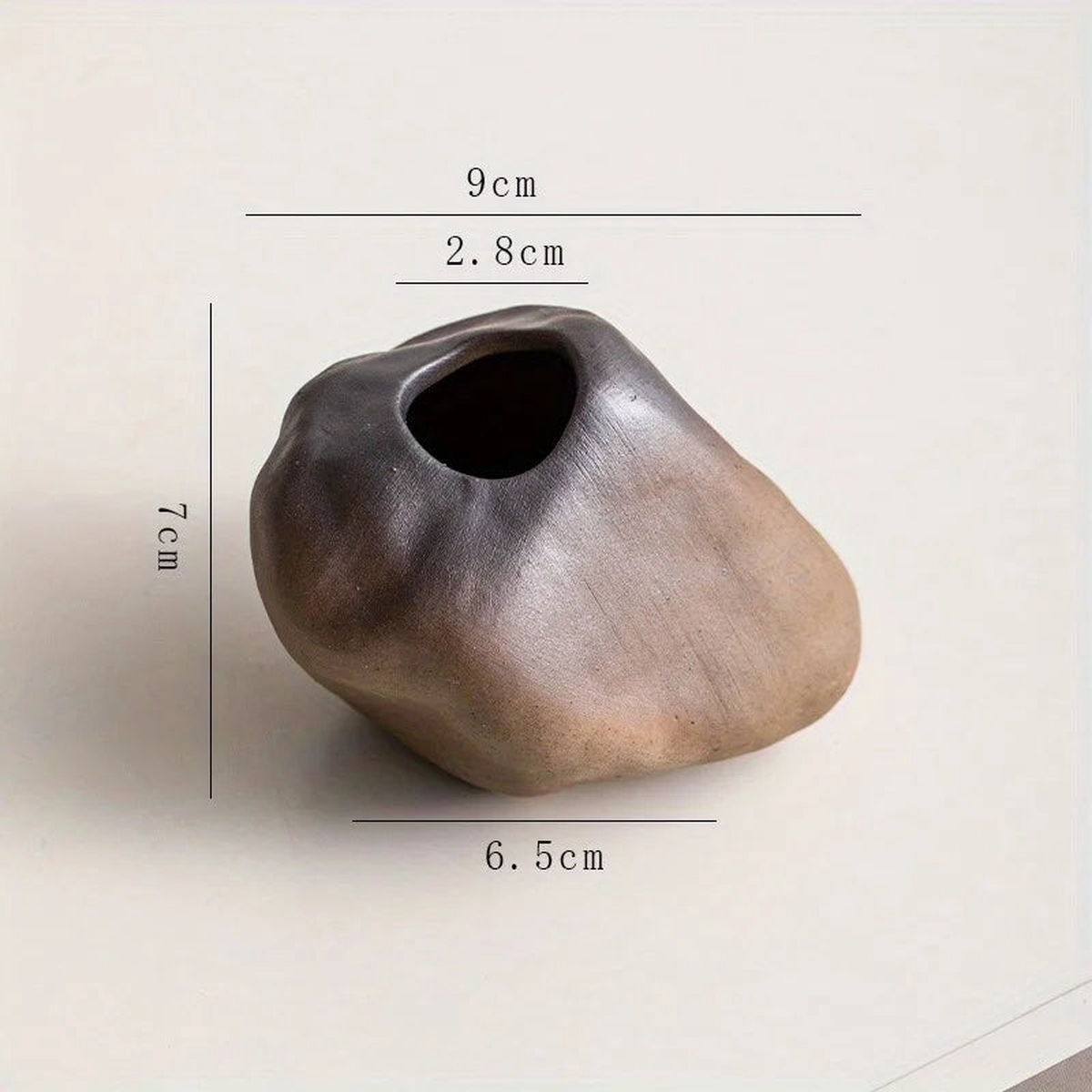 Unique Rustic Ceramic Vase in Stone Shape for Fresh and Dried Flowers Succulents and Hydroponic Plants Decor - A-031