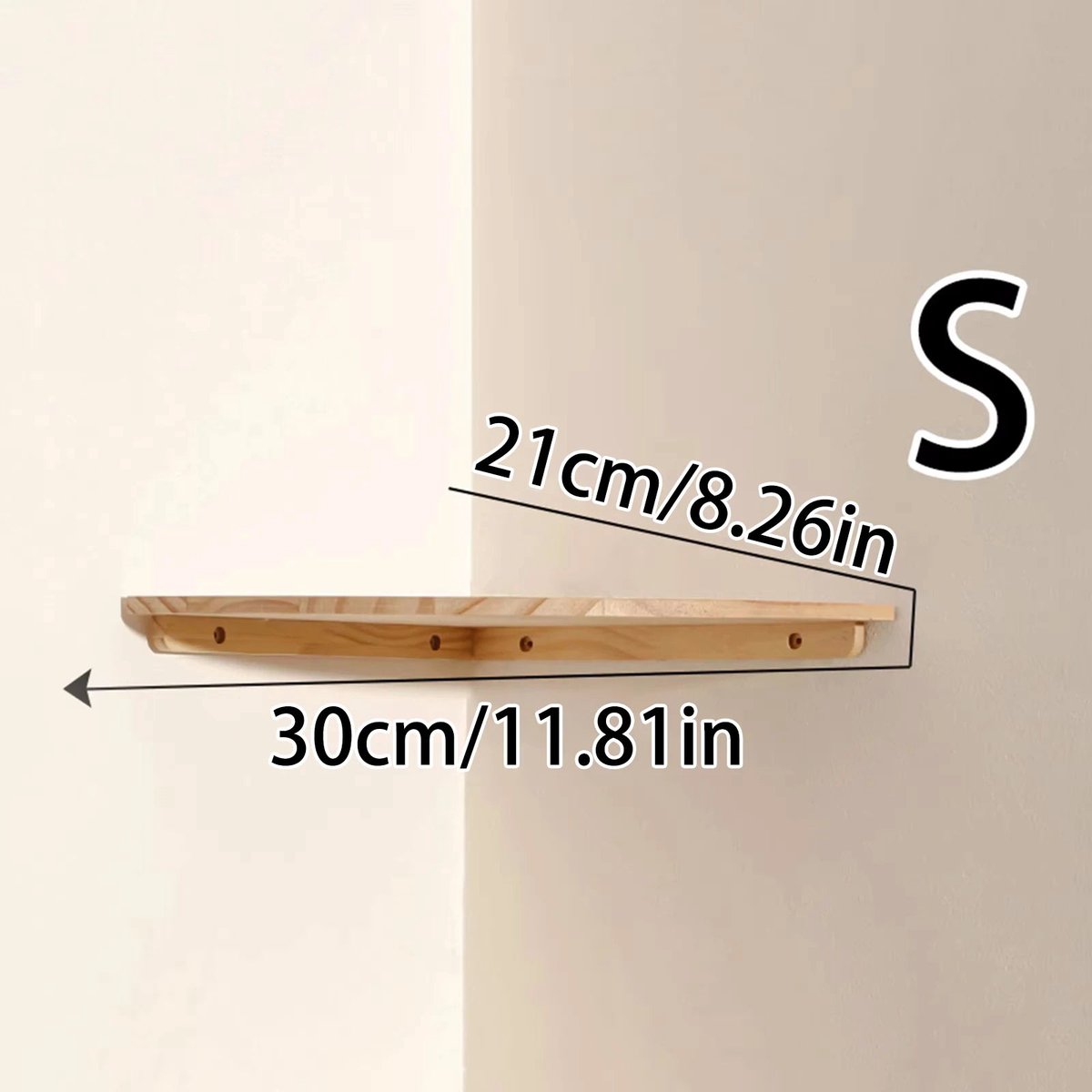 Wall Corner Shelves Wood Floating Wall Shelf Round End Wall Mounted Floating Corner Shelf for Bedroom Living Room and Kitchen - TK-MS6779