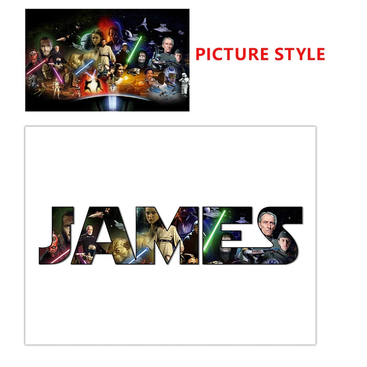 Personalized Space Wars Name Word Art Print Sci-Fi Character Poster Canvas Painting Wall Art Gift Home Decor - EPB13920 | A3 30x42 cm No Frame