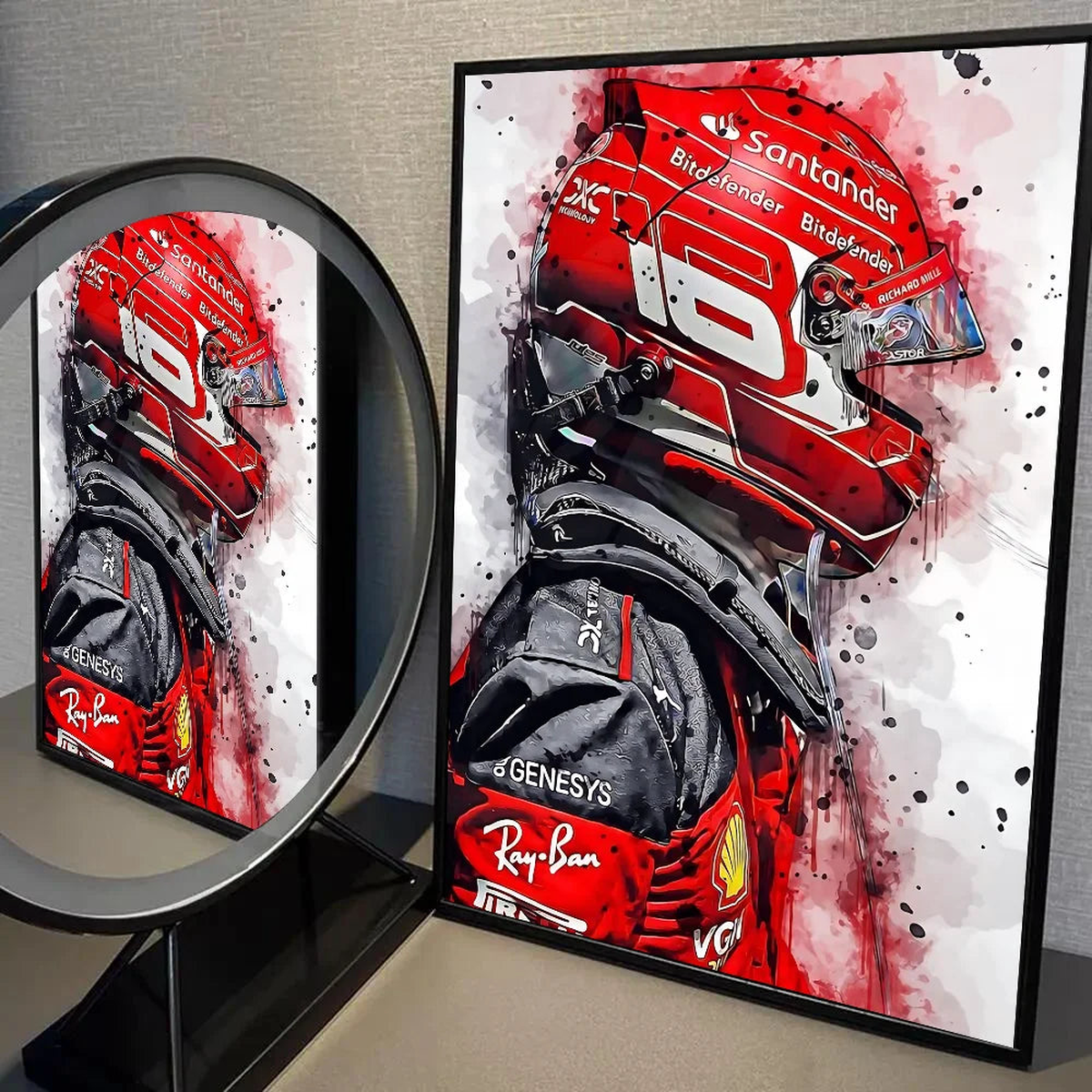 1PC 2023 Watercolor Formula One Grand Prix Racing Driver Graffiti Poster Self-adhesive Art Waterproof Paper Sticker Coffee House - z6 | 50x70cm No Frame