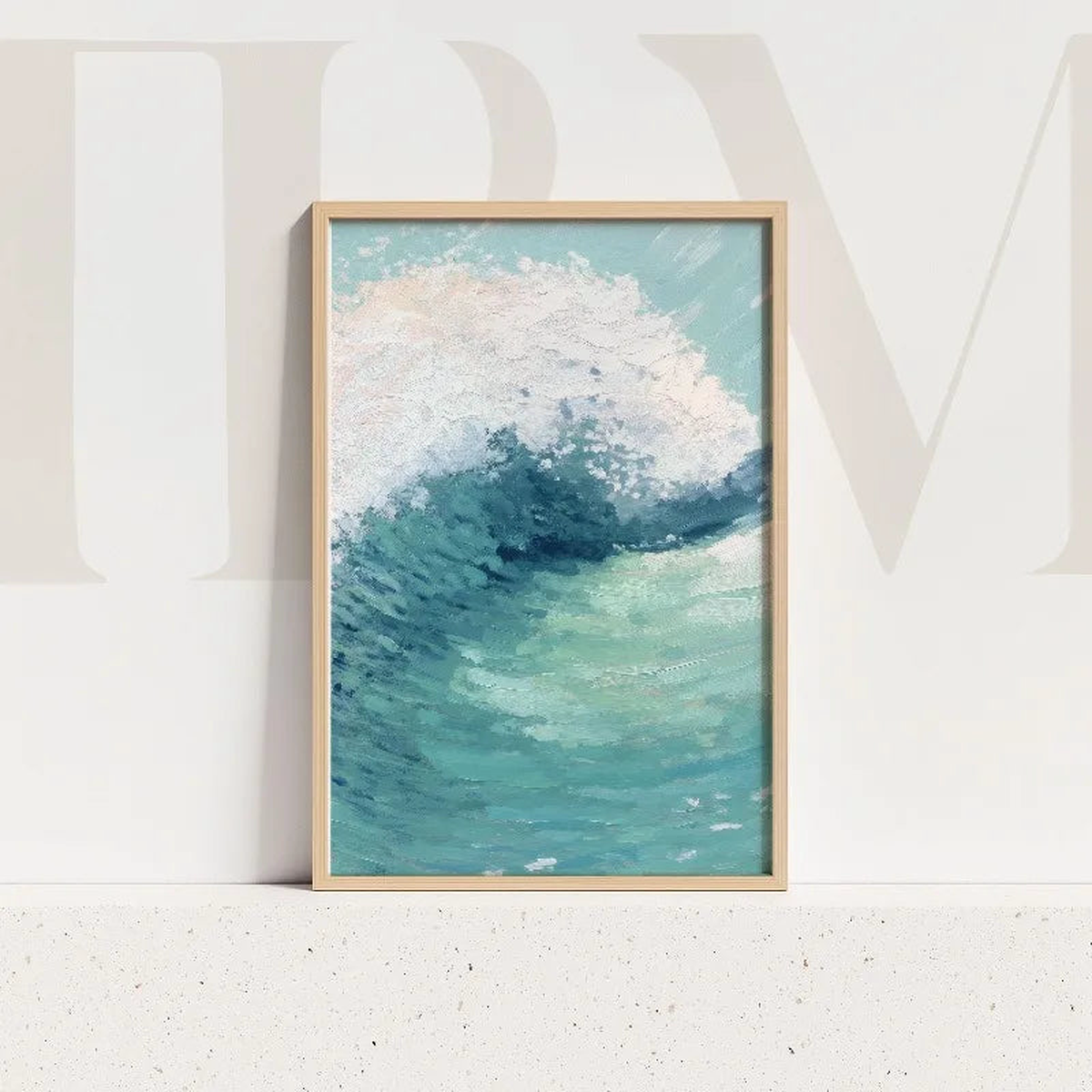 Abstract Coastal Light Blue Ocean Sky Seascape Poster Beach Waves Shoreline Canvas Painting Wall Art for Living Room Home Decor - 10 | 20X30cm Unframed