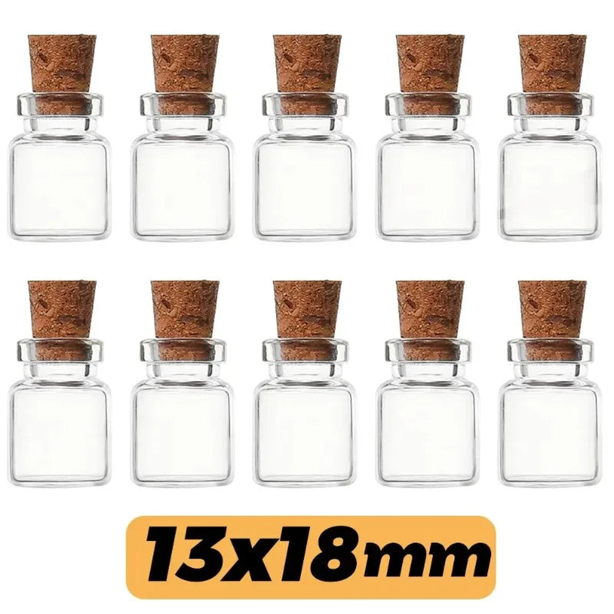 Mini Glass Bottles Small Glass Vials Empty Message Wishing Bottles Cork Stopper Storage Bottle Storage Candy Jars DIY Container - 13x18mm | 10PCS
