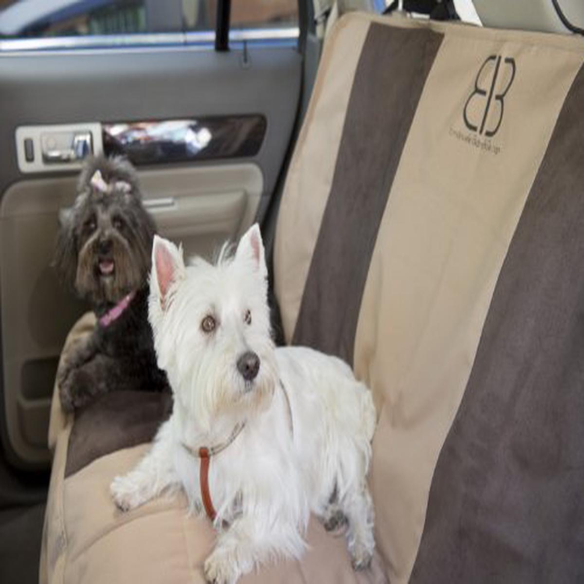 Petego EB Velvet Multi-Fabric Front Seat Protector, Anthracite-Black - Tan-Espresso | Rear regular