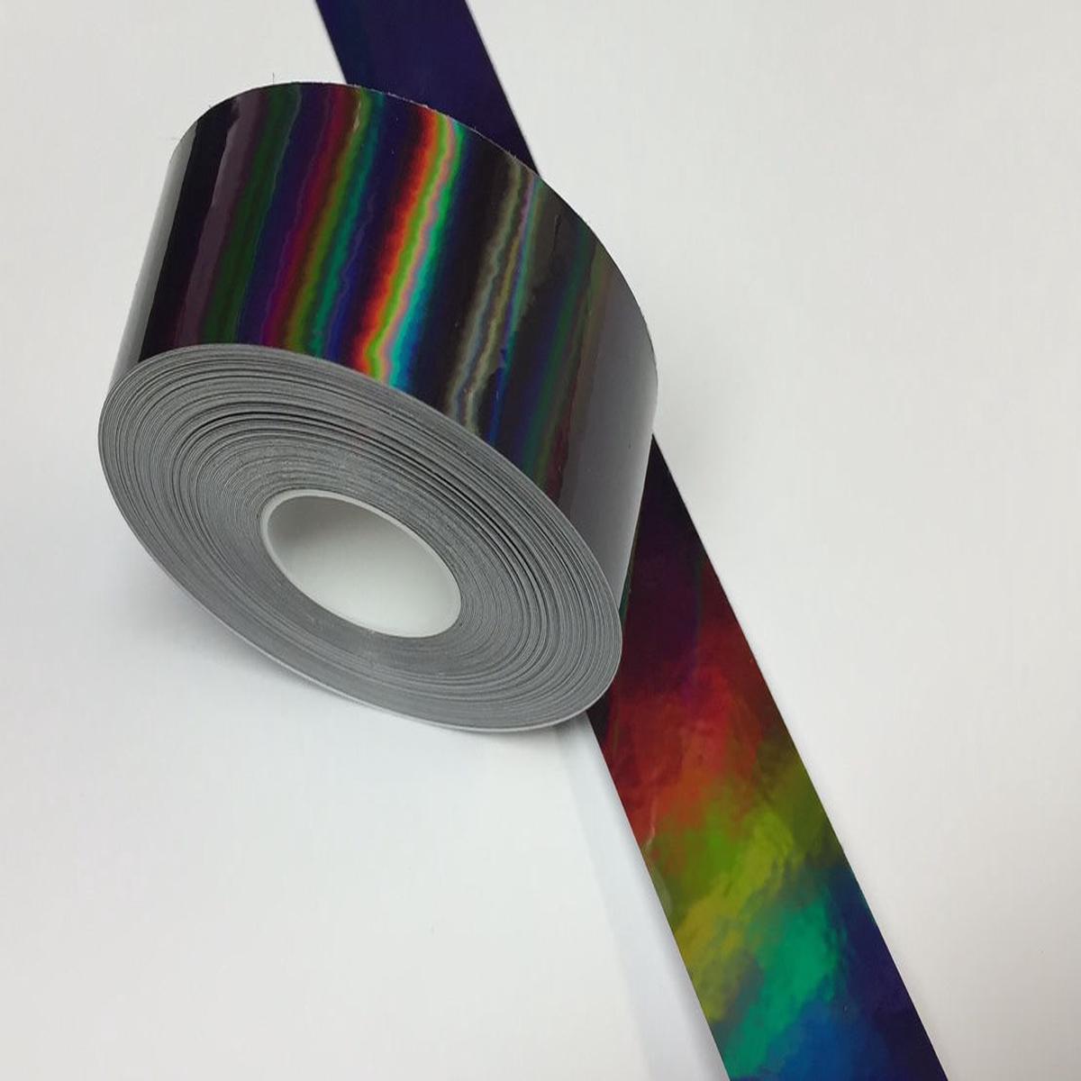 Roll of Holographic Rainbow Oil Slick Tape, choose your color and size, OILSLICK - 1.5 inch x 50 feet | black