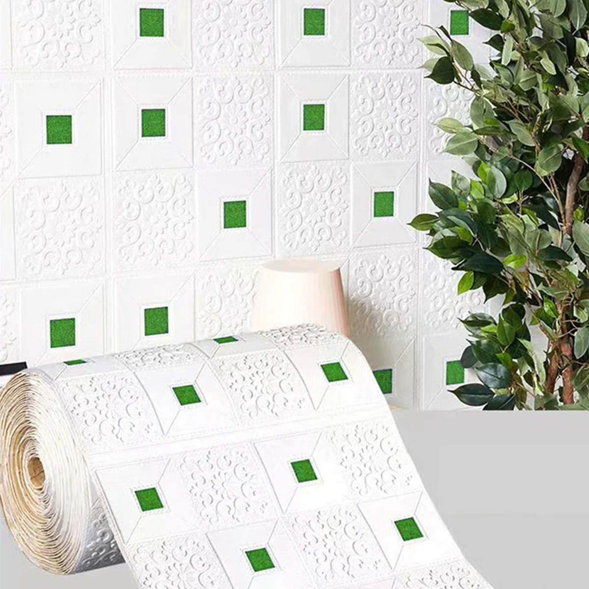 70cm High quality DIY 3D Wallpaper Moisture Proof Modern Home Decoration Self-adhesive Waterproof Wall Stickers Brick Pattern - Green 2 | 70CM X 10M
