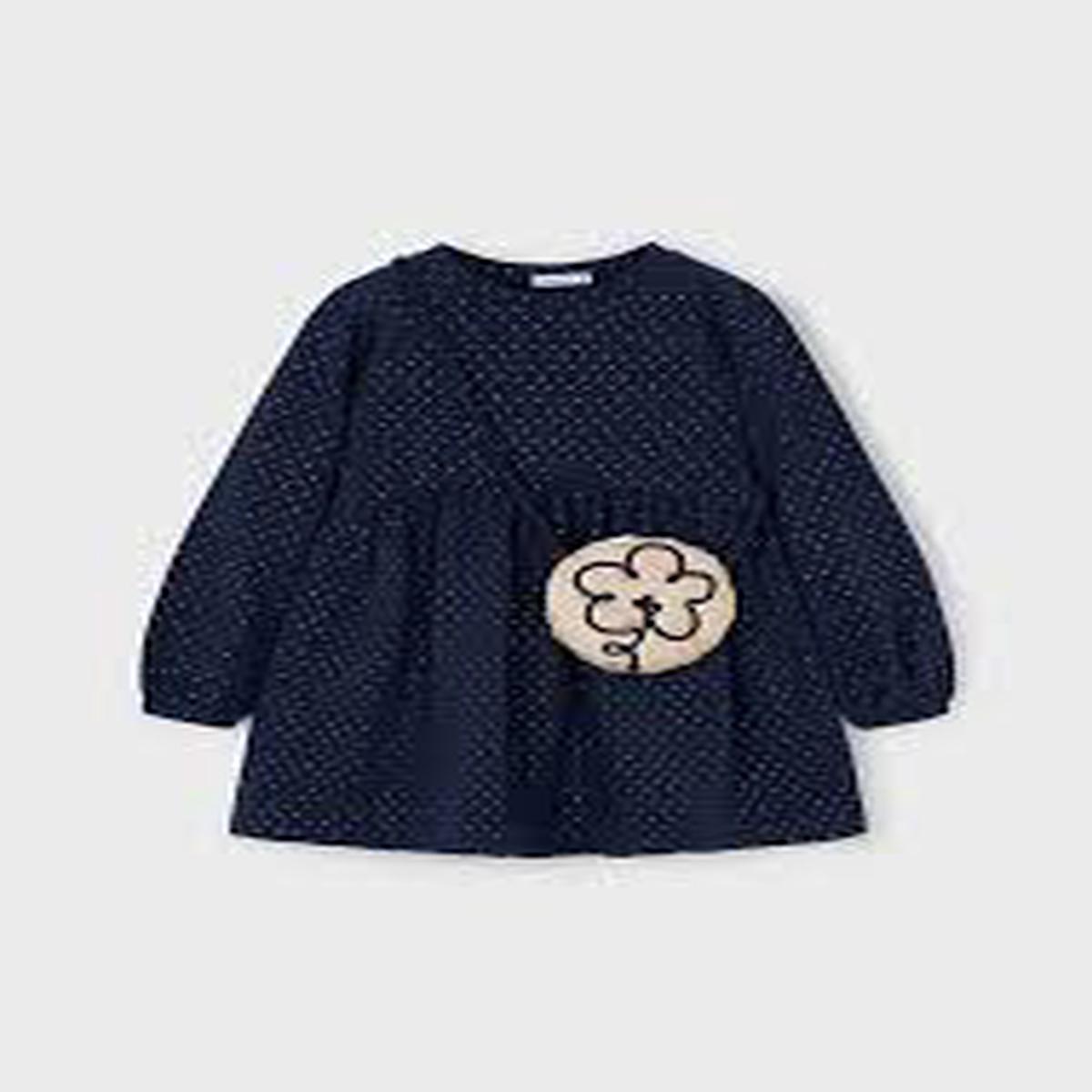 Navy w/ Gold Dot Fleece Dress w/Purse - 7