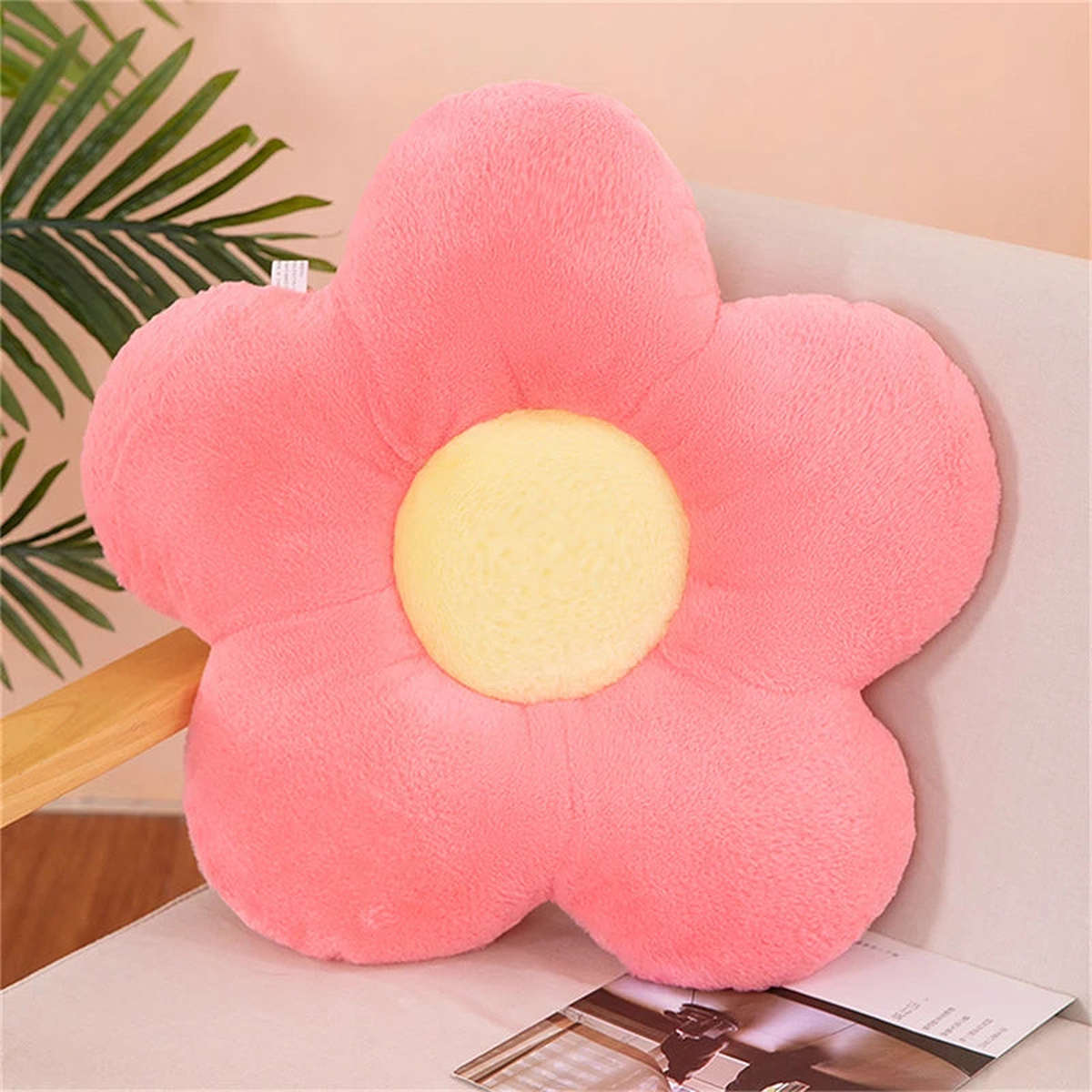 12/35cm Stuffed Five Petal Flower Cushion Girly Room Decor Sunflower Pillow Bay Window Pink Flower Sit Bedroom Seat Pillow - Pink-30cm | As Type