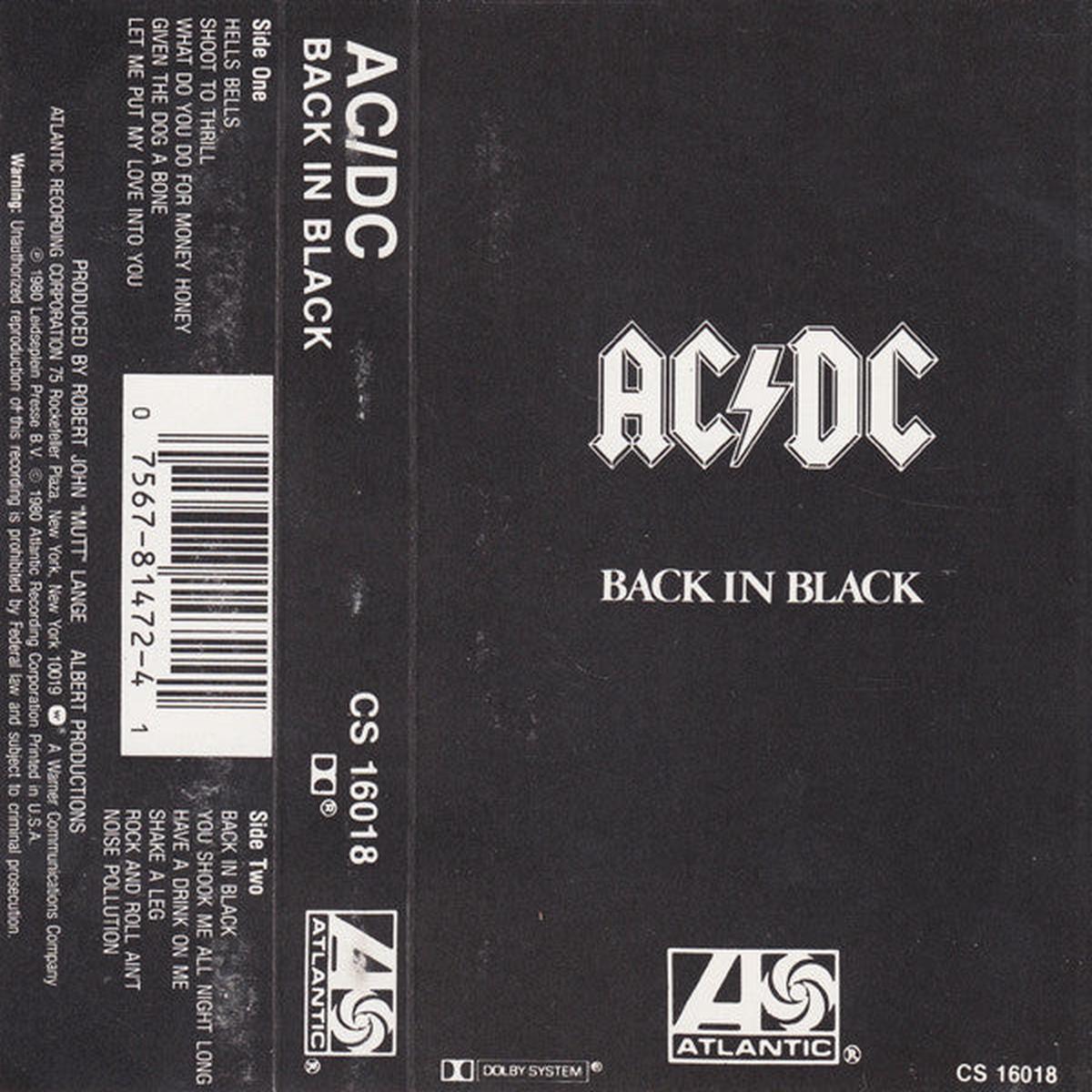 AC/DC - Back In Black (Cass, Album, RE) (VG)