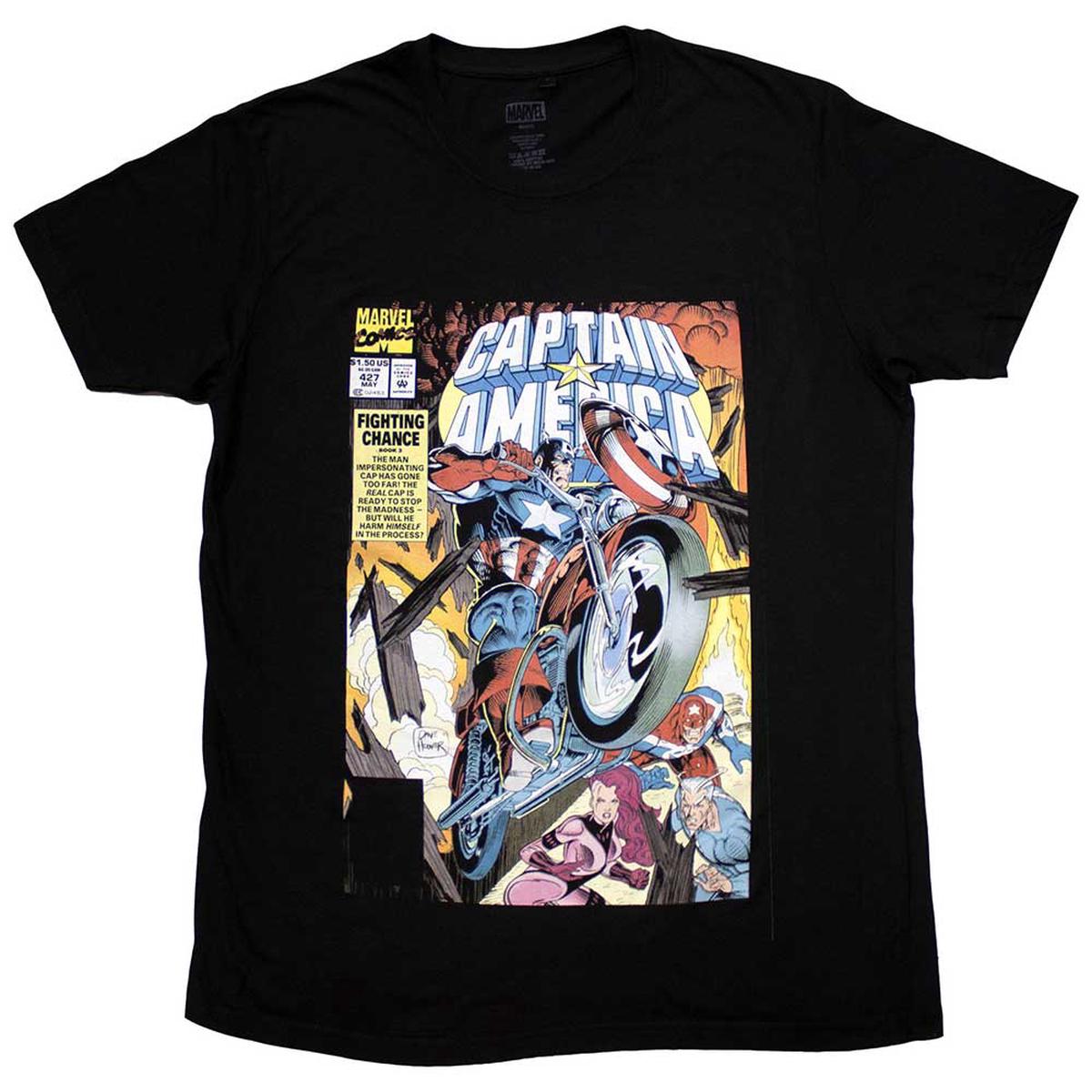 Captain America Wheel Comic Cover | - Black | 2XL
