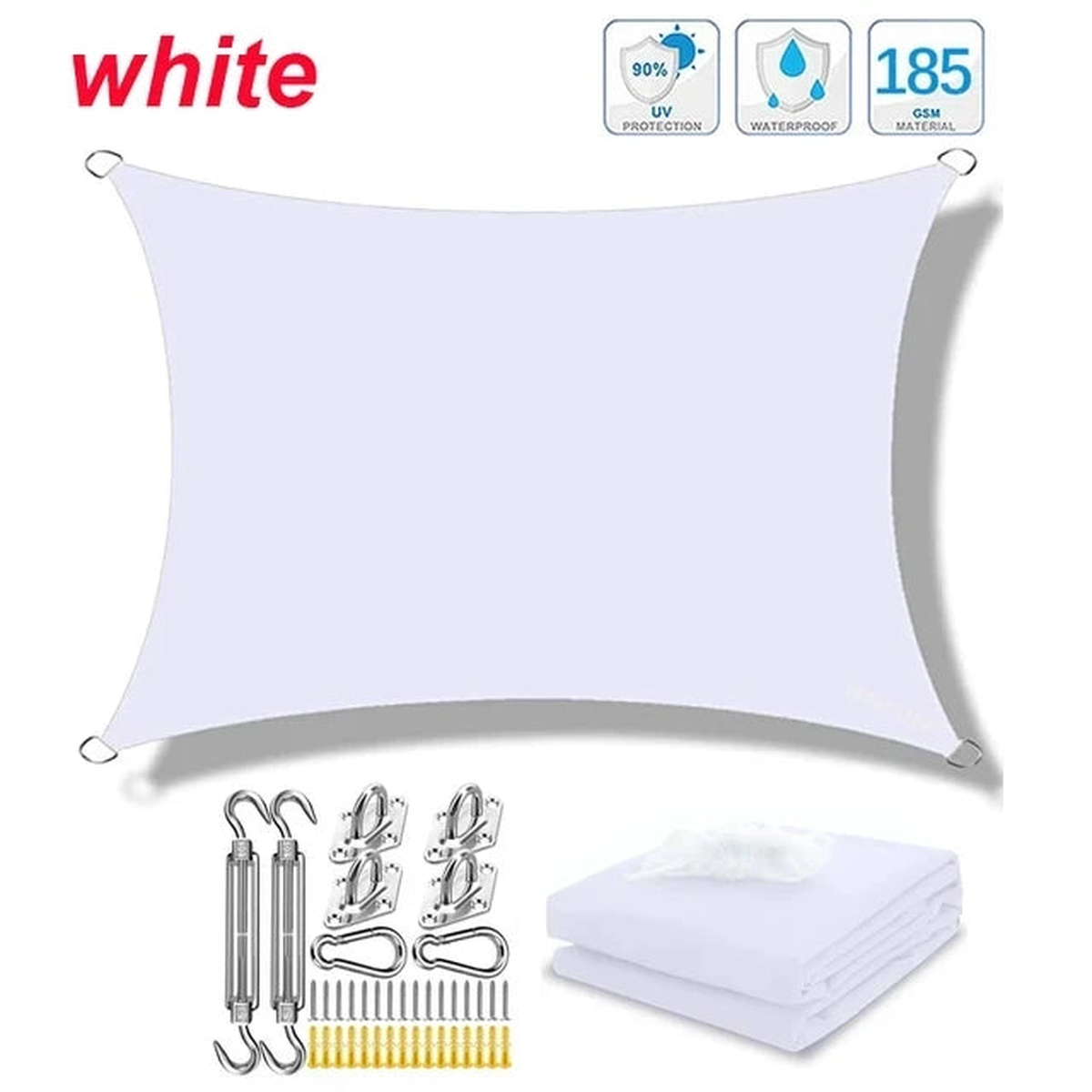 Waterproof sunshade sail shed rectangular UV blocking sunshade shed outdoor garden terrace sunshade canopy - white Set | 400x500cm