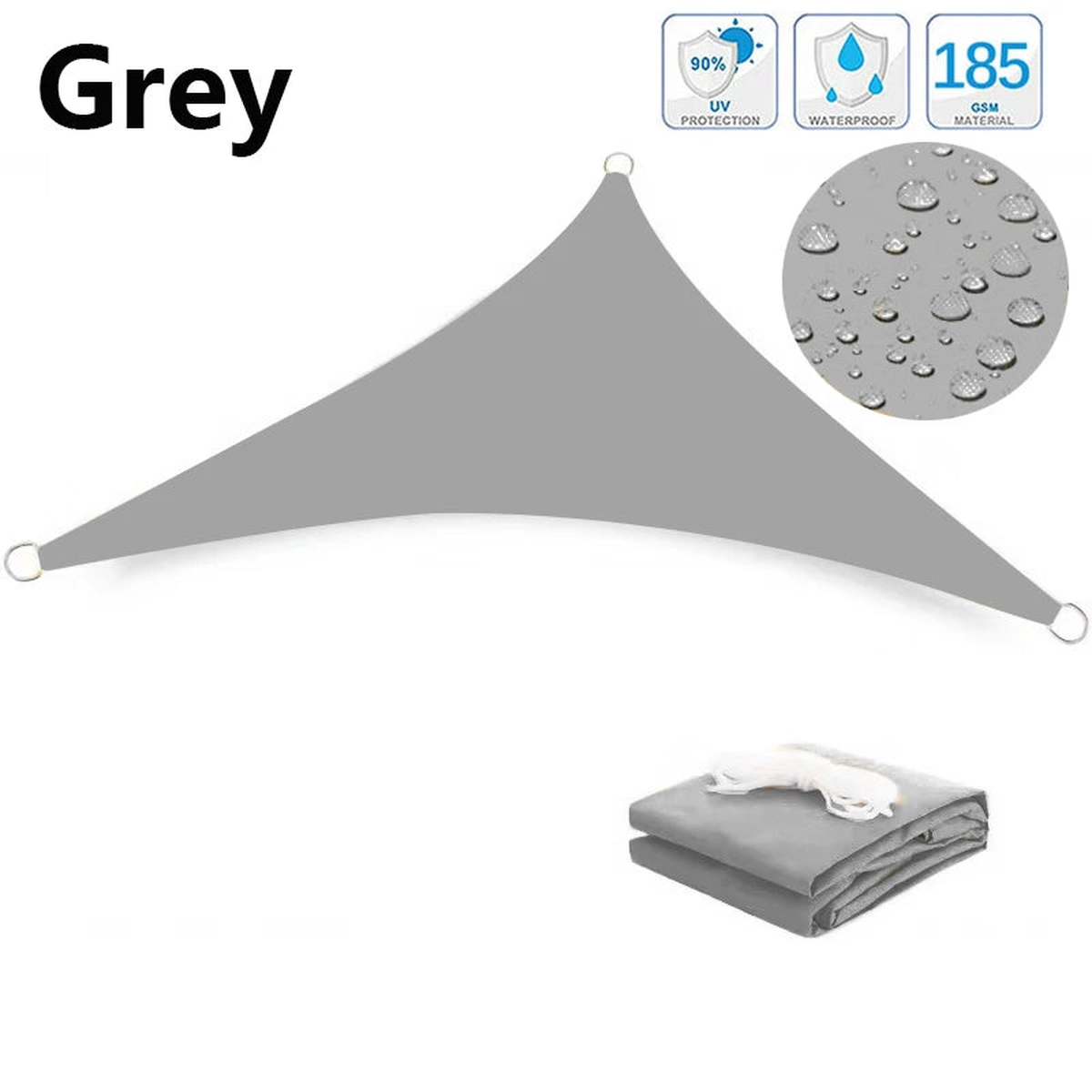 Multi-size Triangle Sun Shade Sail Waterproof Outdoor Garden Patio Party Sunscreen Awing Sun Canopy For Beach Camping Pool - Grey | 600x600x600cm