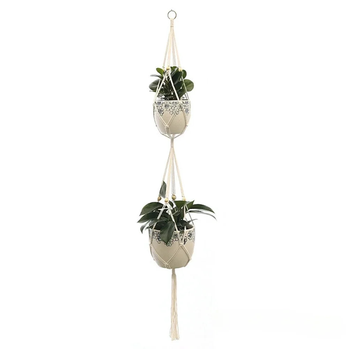1/2Pcs Handmade Macrame Plant Hanger Hanging Plant Flower Pot Wall Decor Courtyard Garden Hanging Planter Hanging Basket - S4-2pcs