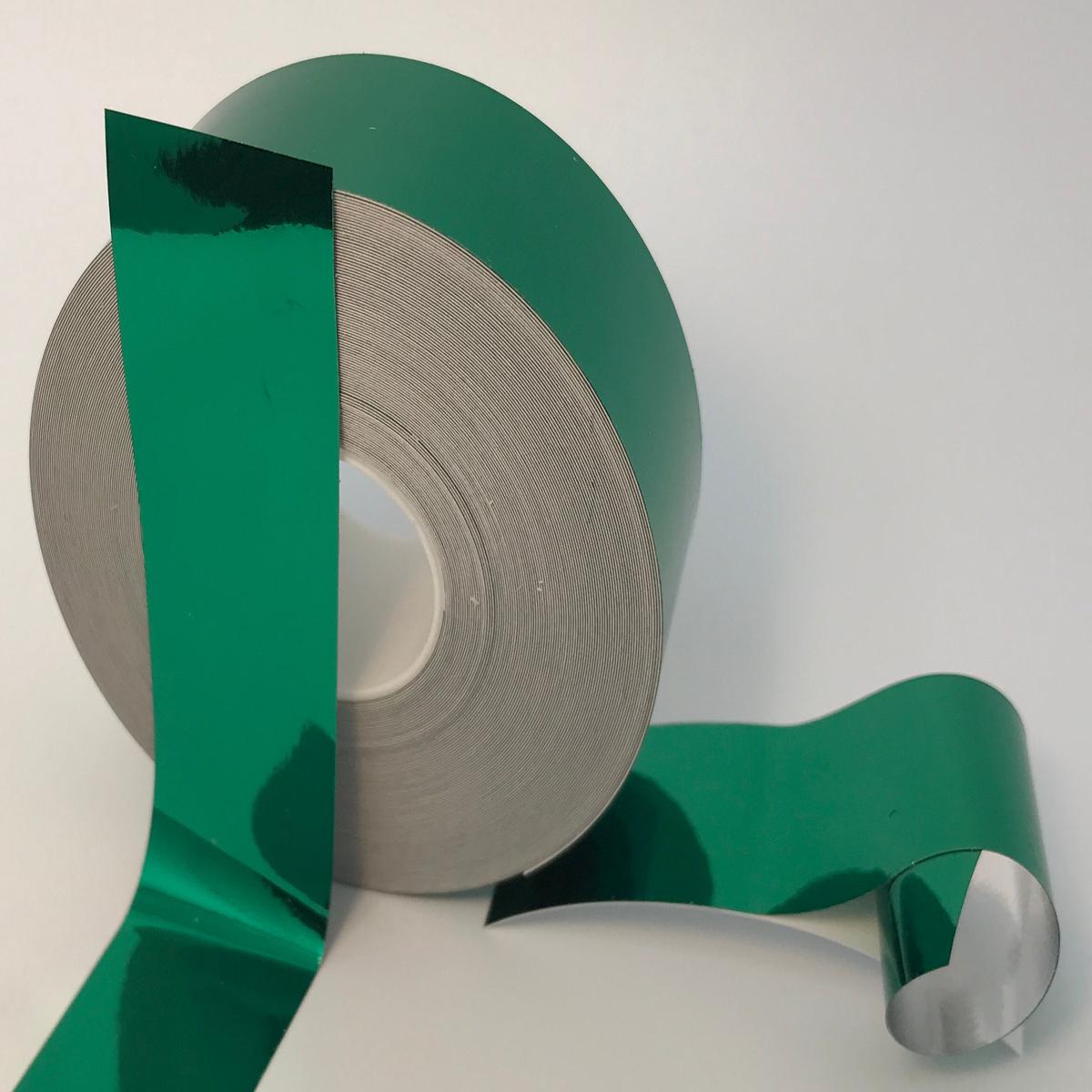 Colored Chrome Tape, 50 Foot rolls of Mirror-like Metallic Sticky Plastic - 1/2 inch x 50 feet | emerald green