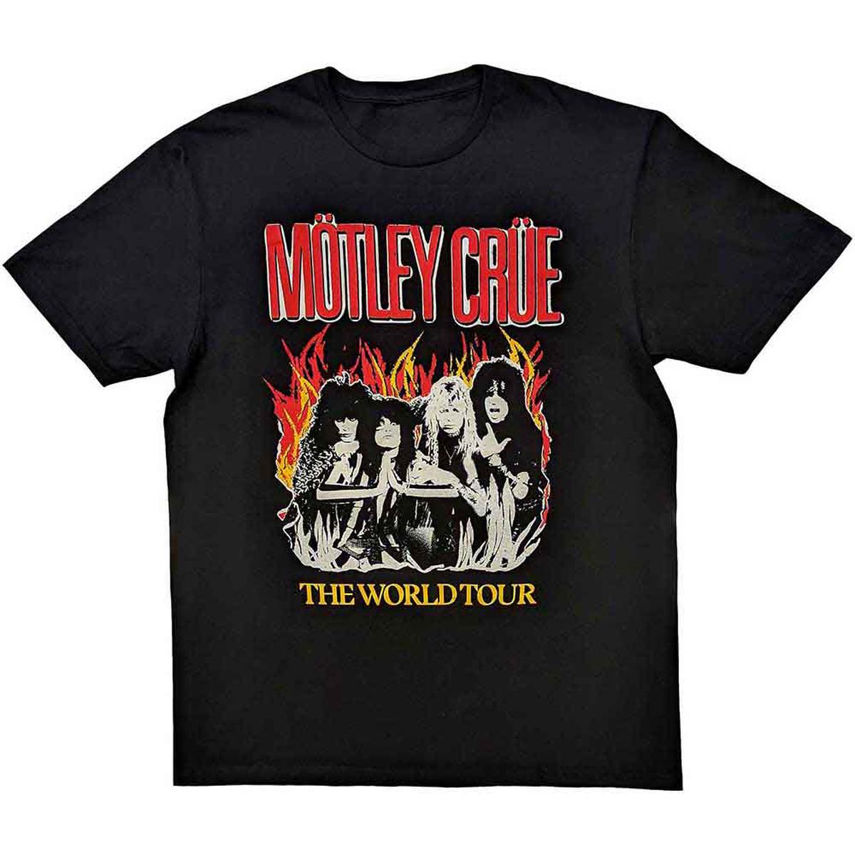 Motley Crue Vintage World Tour Flames - Black | 2XL