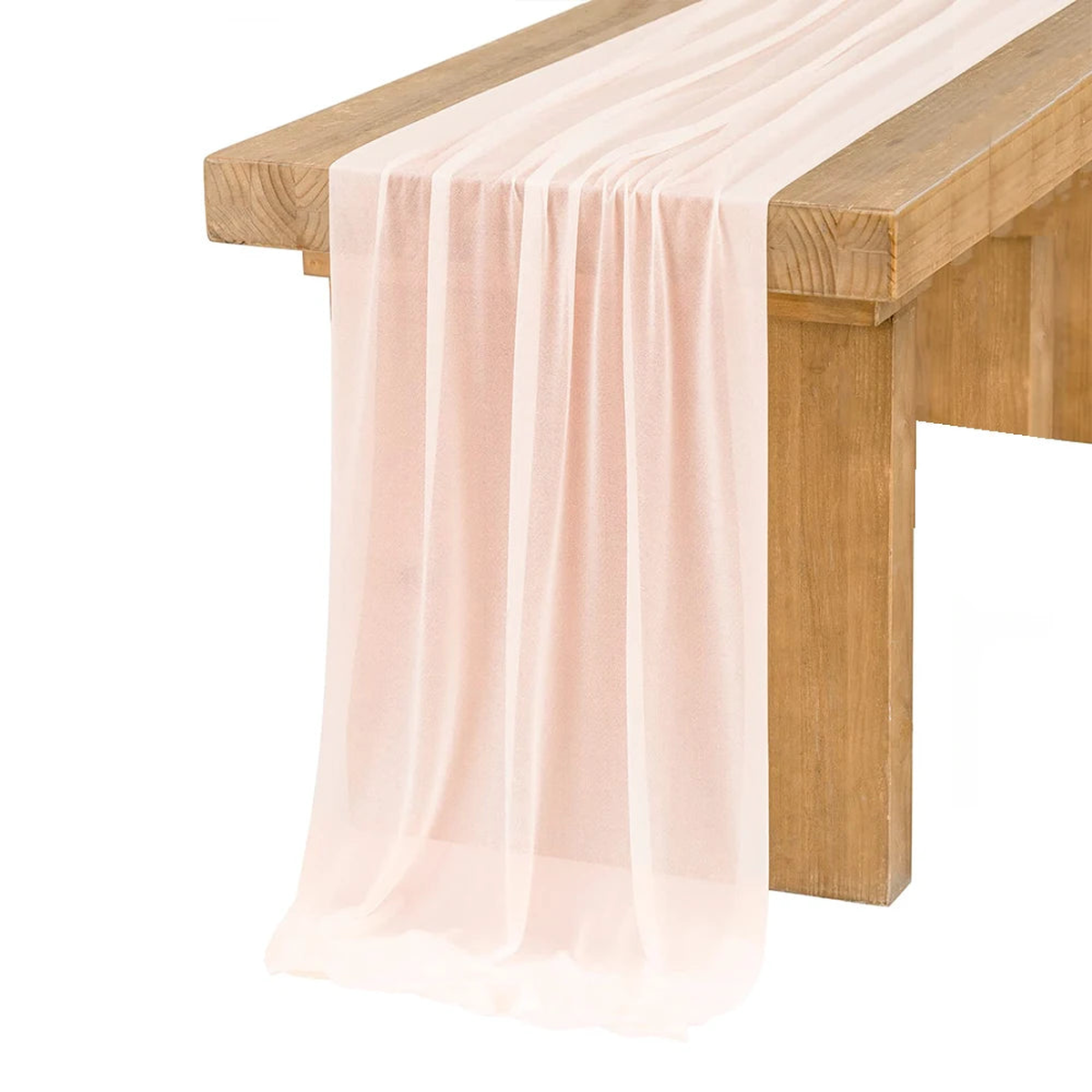 Chiffon Table Runner Sheer Fabric Silk for Boho Sheer Fabric Wedding Arch Overlay Draping Decoration Birthday Party Table Decor - light pink | 75x1000CM