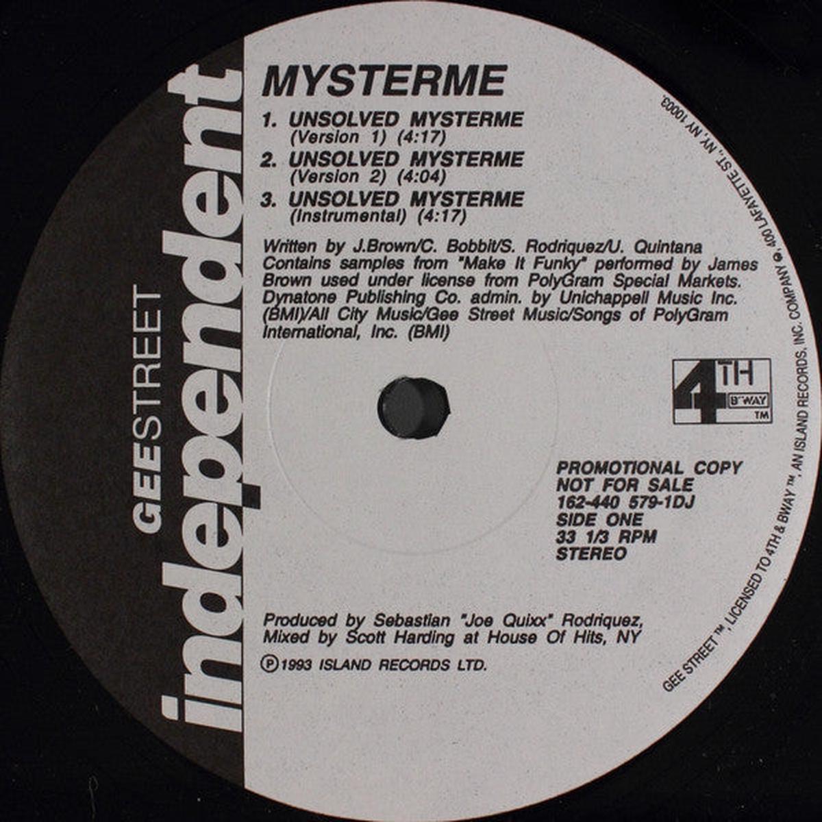 Mysterme & DJ 20/20 - Unsolved Mysterme (12", Promo) (NM or M-)