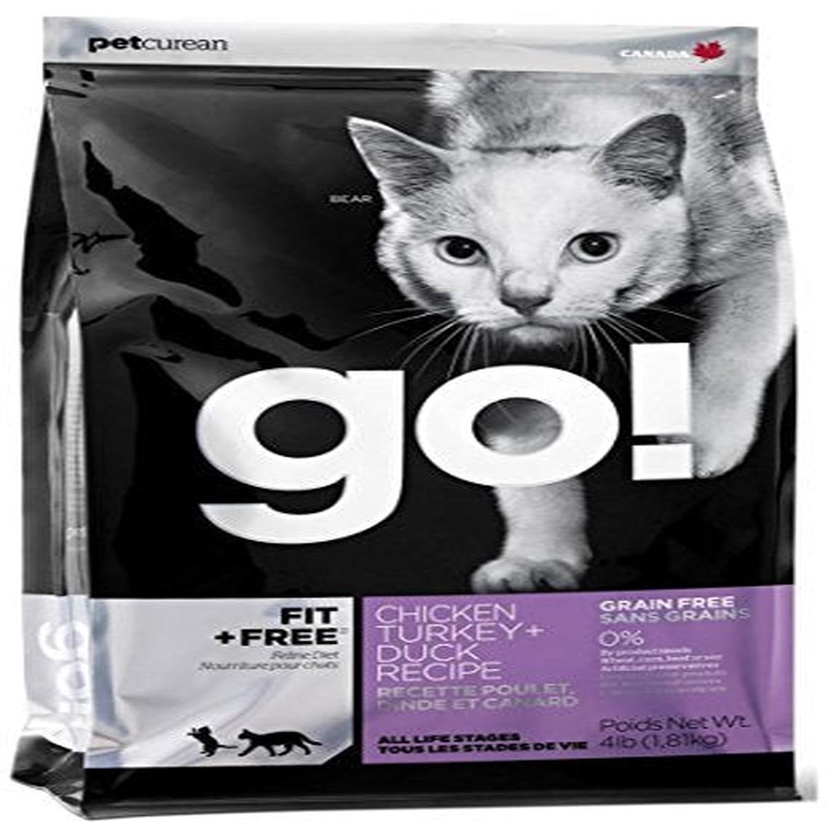 Petcurean Go! Fit and Free Grain Free Chicken, Turkey & Duck Cat Food - 8LB (4)