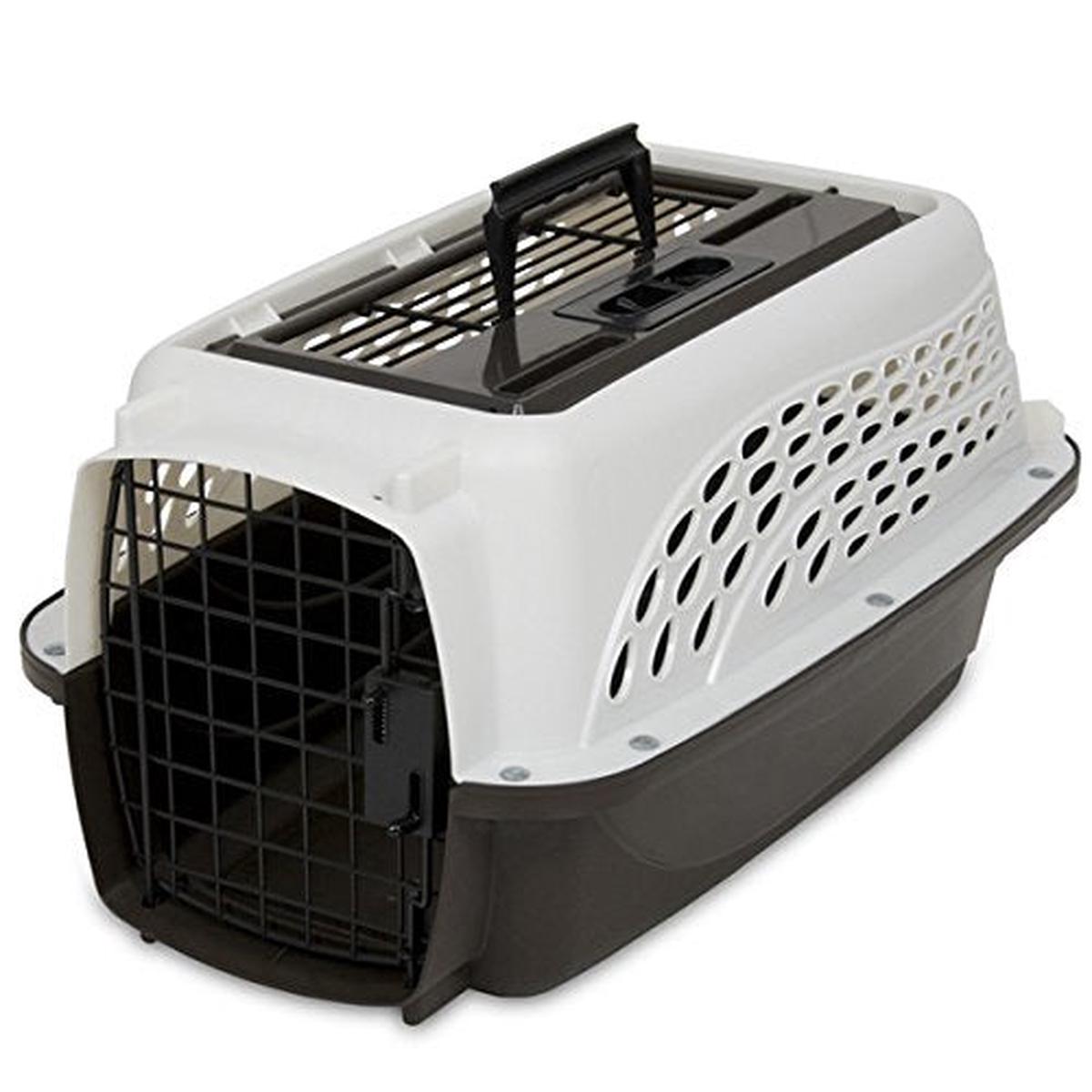 Petmate 2-Door Top Load Kennel for Dog - White/Coffee 19 Inch